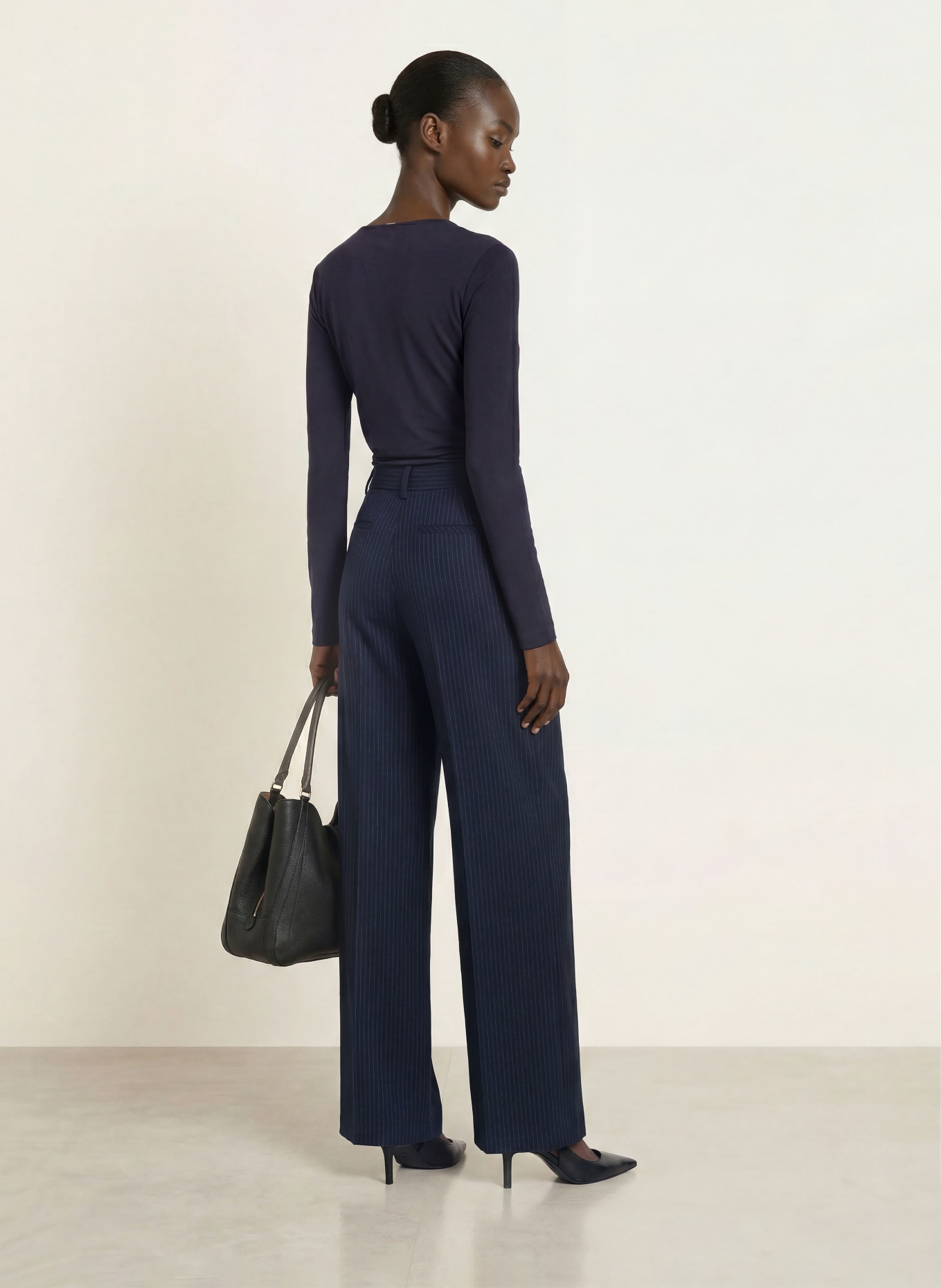 BOSS Marlene-broek TIANA: DONKERBLAUW / GRIJS