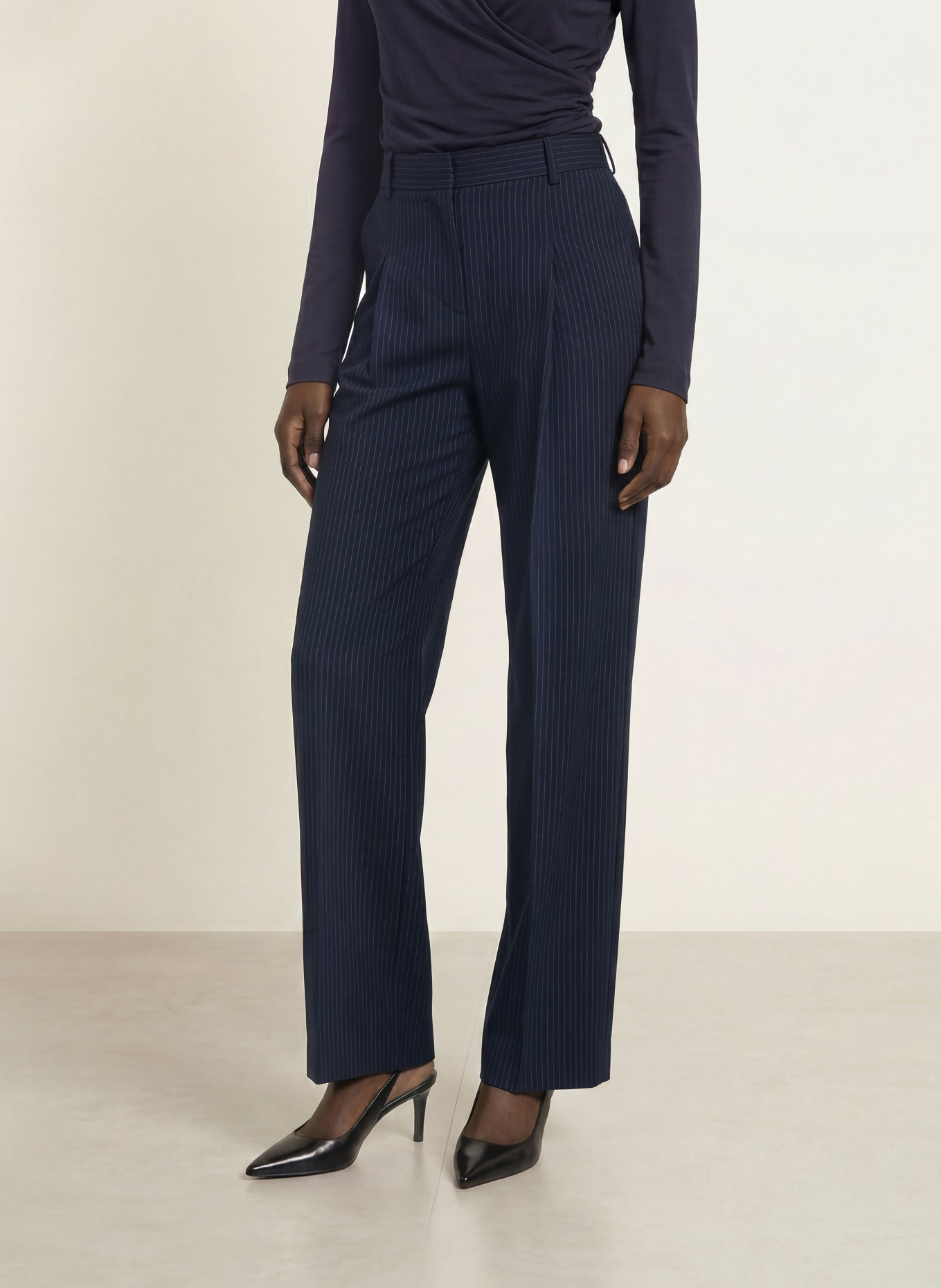 BOSS Marlene-broek TIANA: DONKERBLAUW / GRIJS