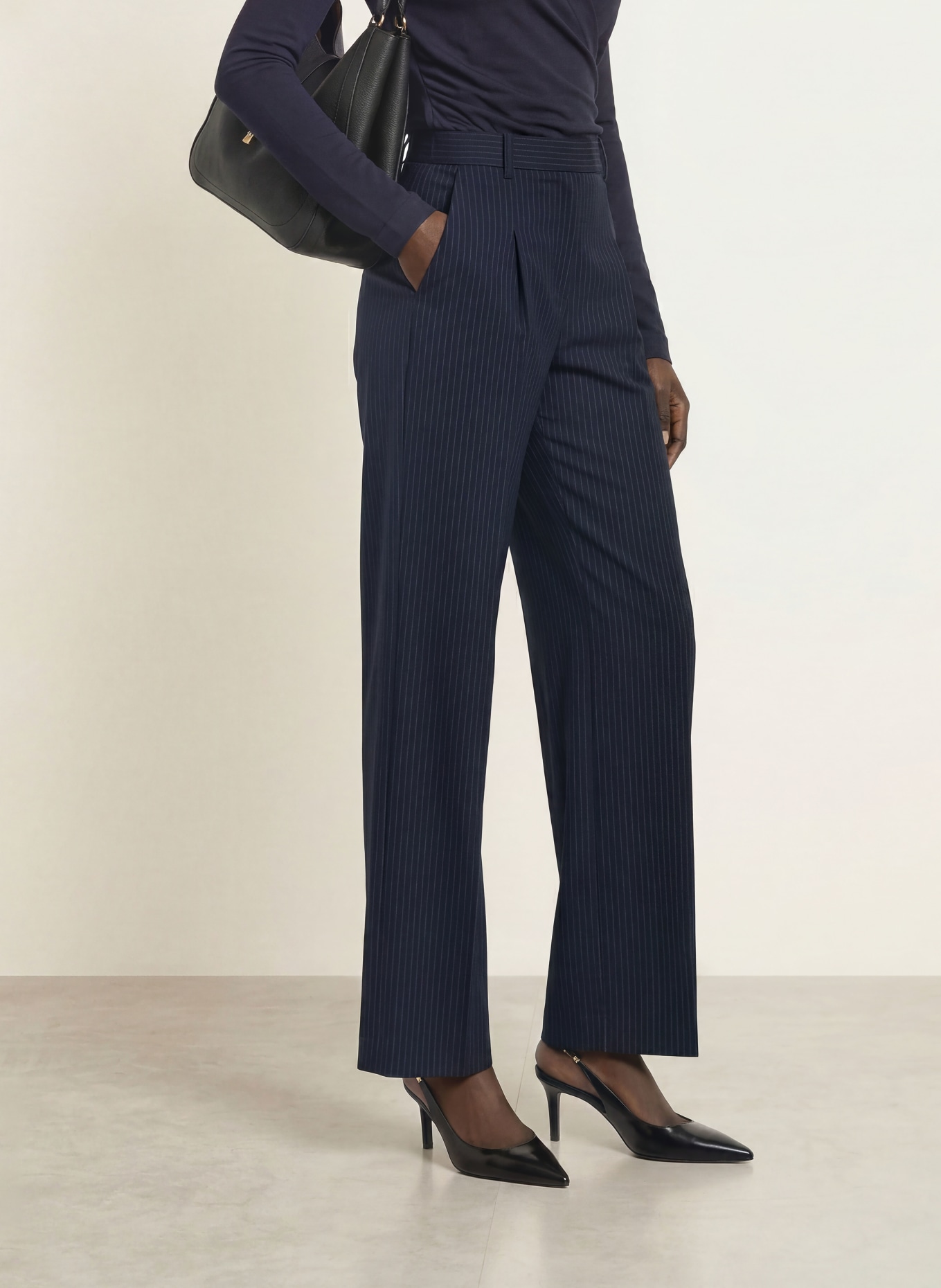 BOSS Marlene-broek TIANA: DONKERBLAUW / GRIJS