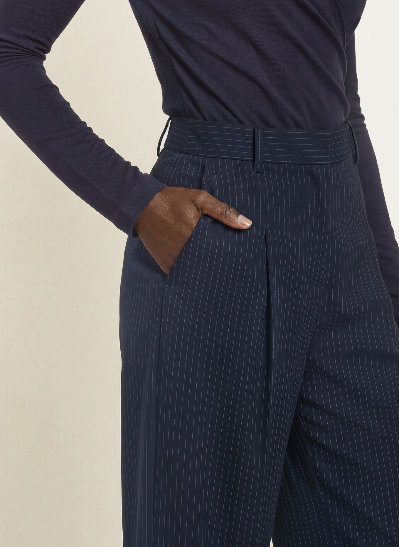 BOSS Marlene-broek TIANA: DONKERBLAUW / GRIJS