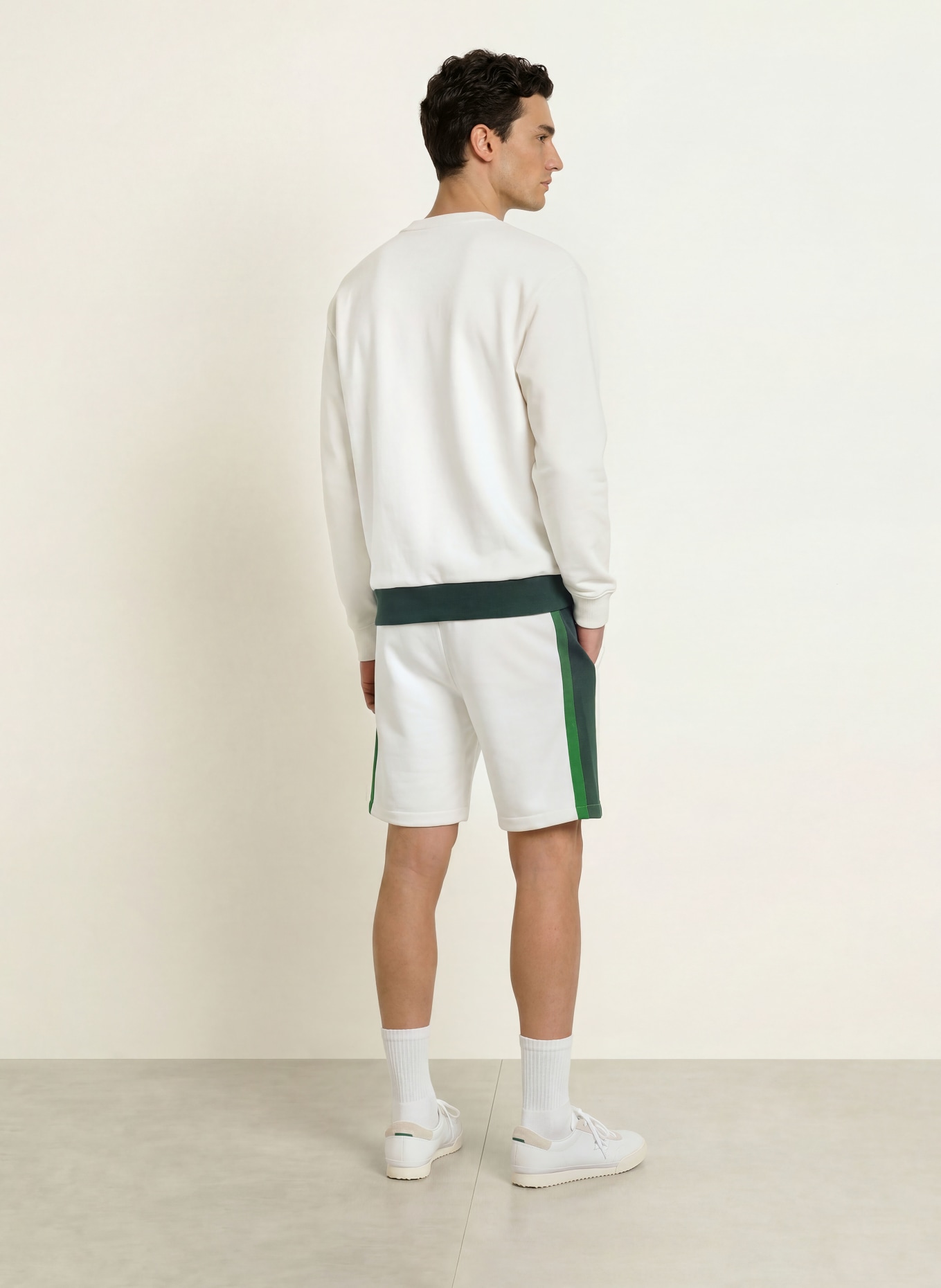 LACOSTE Sweatshirt: CRÈME / DONKERGROEN / GROEN
