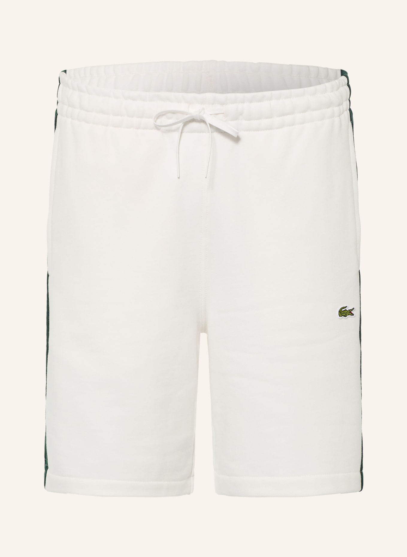 LACOSTE Sweatshorts med normal passform: MÖRKGRÖN / VIT