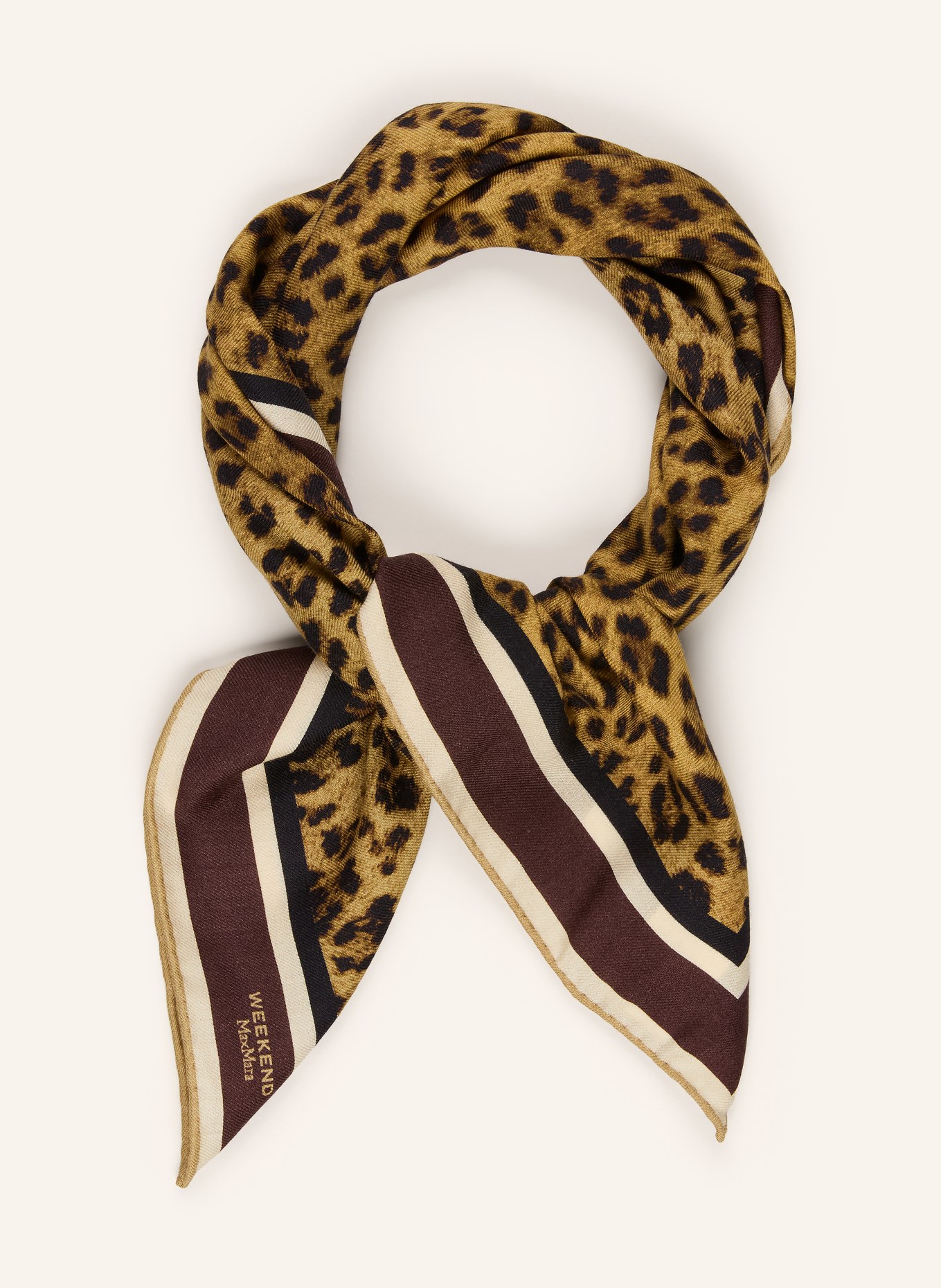 WEEKEND Max Mara Halsdoek TAURO: OLIJF / BRUIN / ECRU