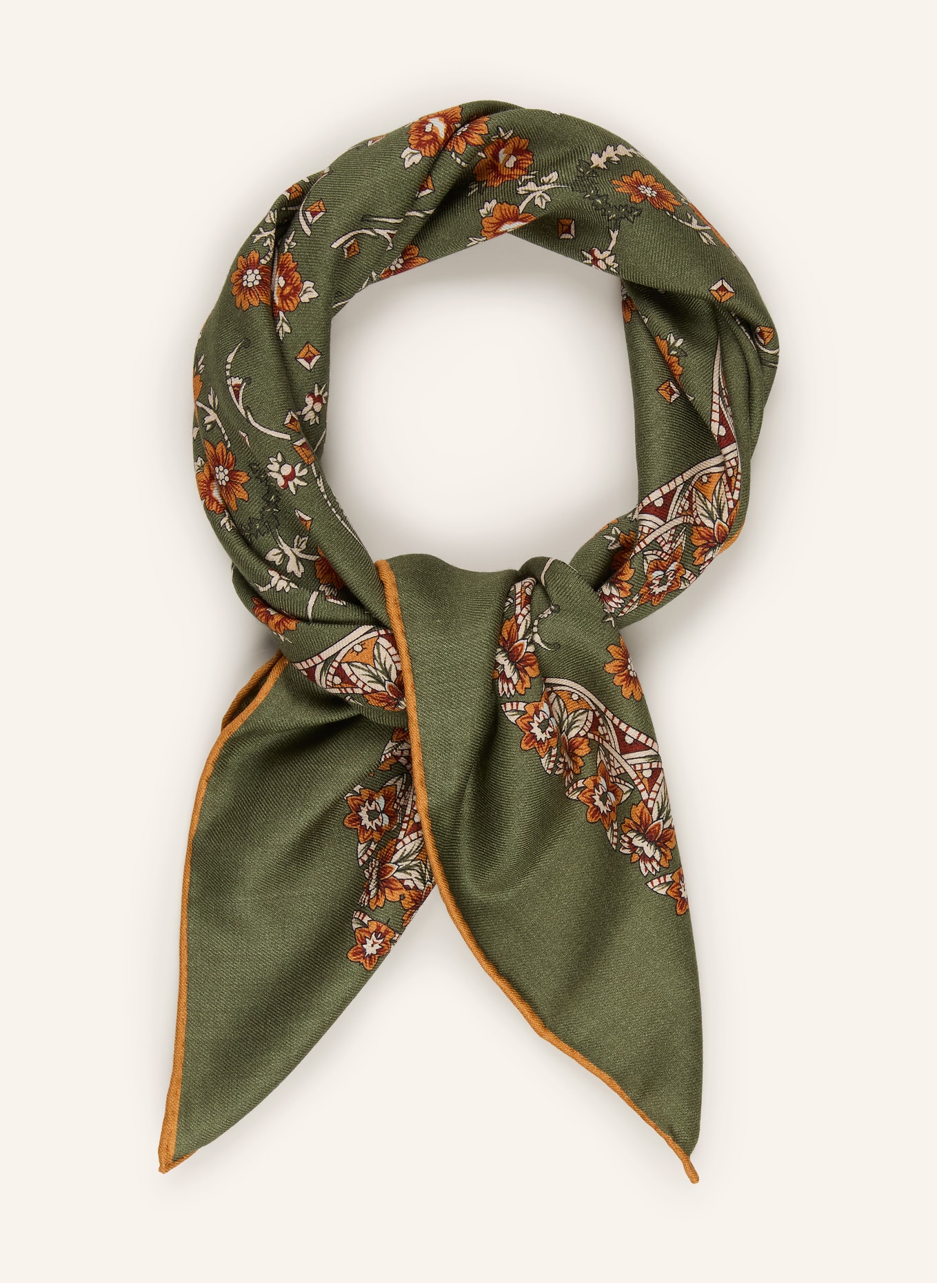 WEEKEND Max Mara Halsdoek TAURO: GROEN / COGNAC / CRÈME
