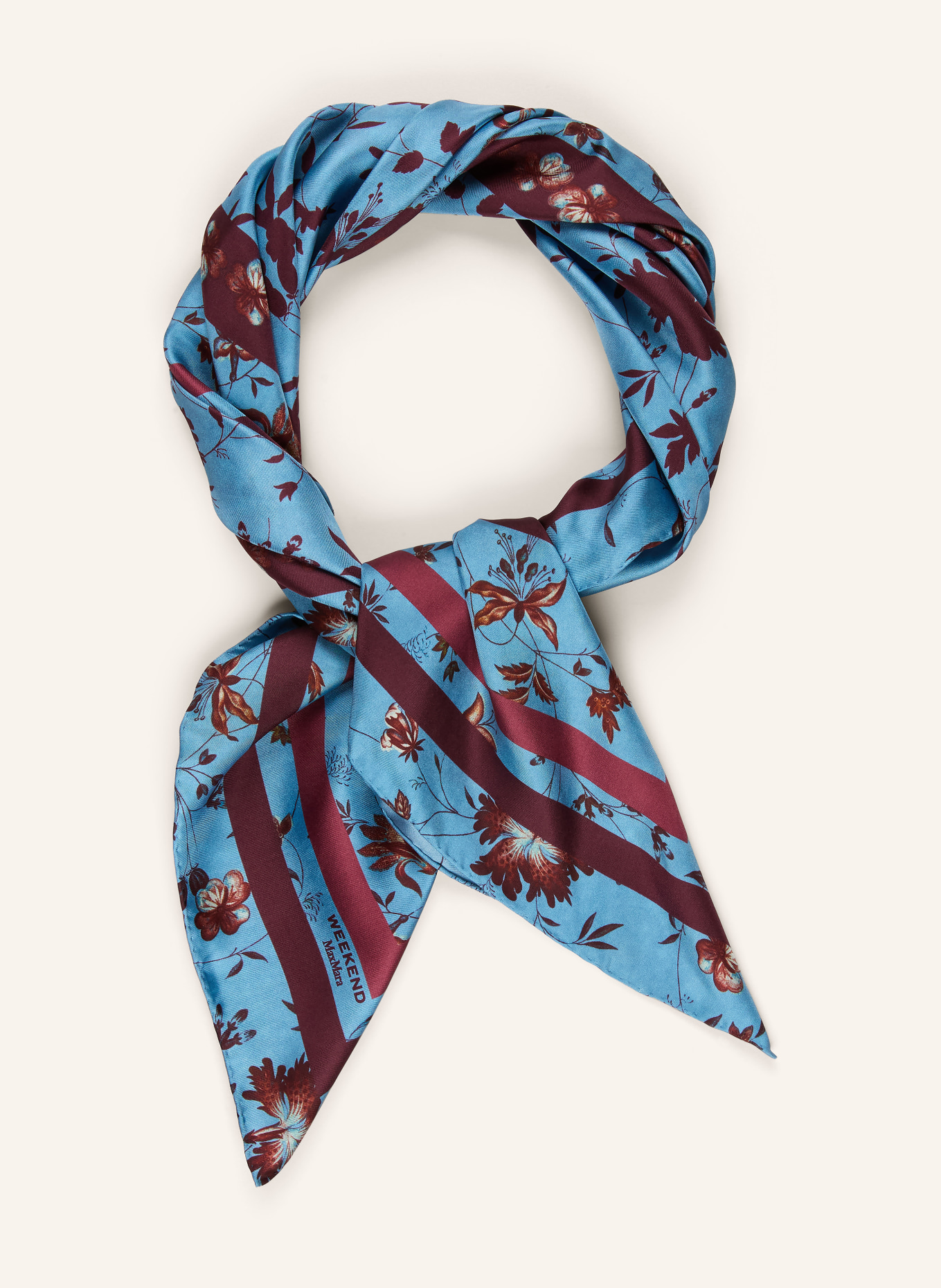 WEEKEND Max Mara Zijden sjaal ONESTORING: BLAUW / DONKERROOD
