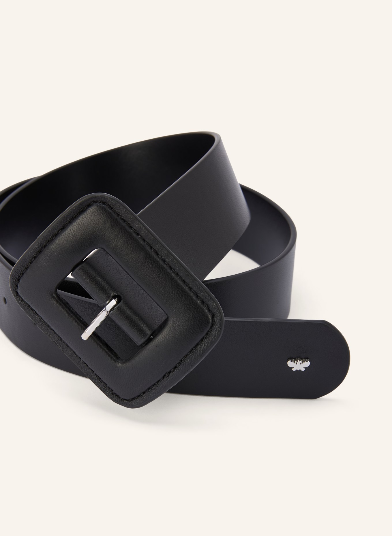 WEEKEND Max Mara BRIO Leather belt: BLACK / SILVER