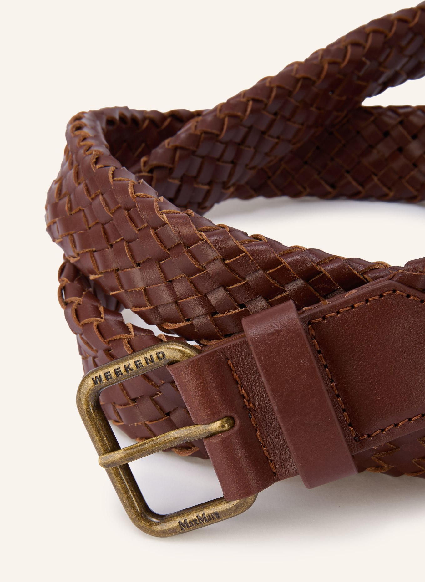 WEEKEND Max Mara Flechtgürtel QUAGLIA aus Leder: BRAUN