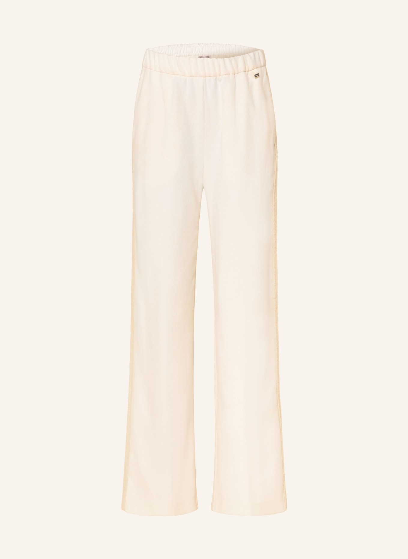HERNO Flanel wide-leg trousers with braided trim: CREAM / BEIGE