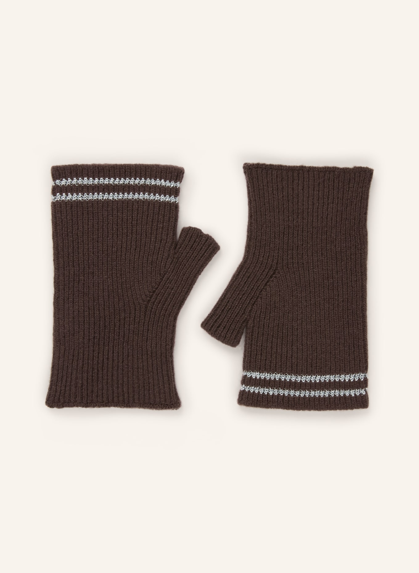 HERNO Gants avec fil pailleté: MARRON FONCÉ / ARGENT