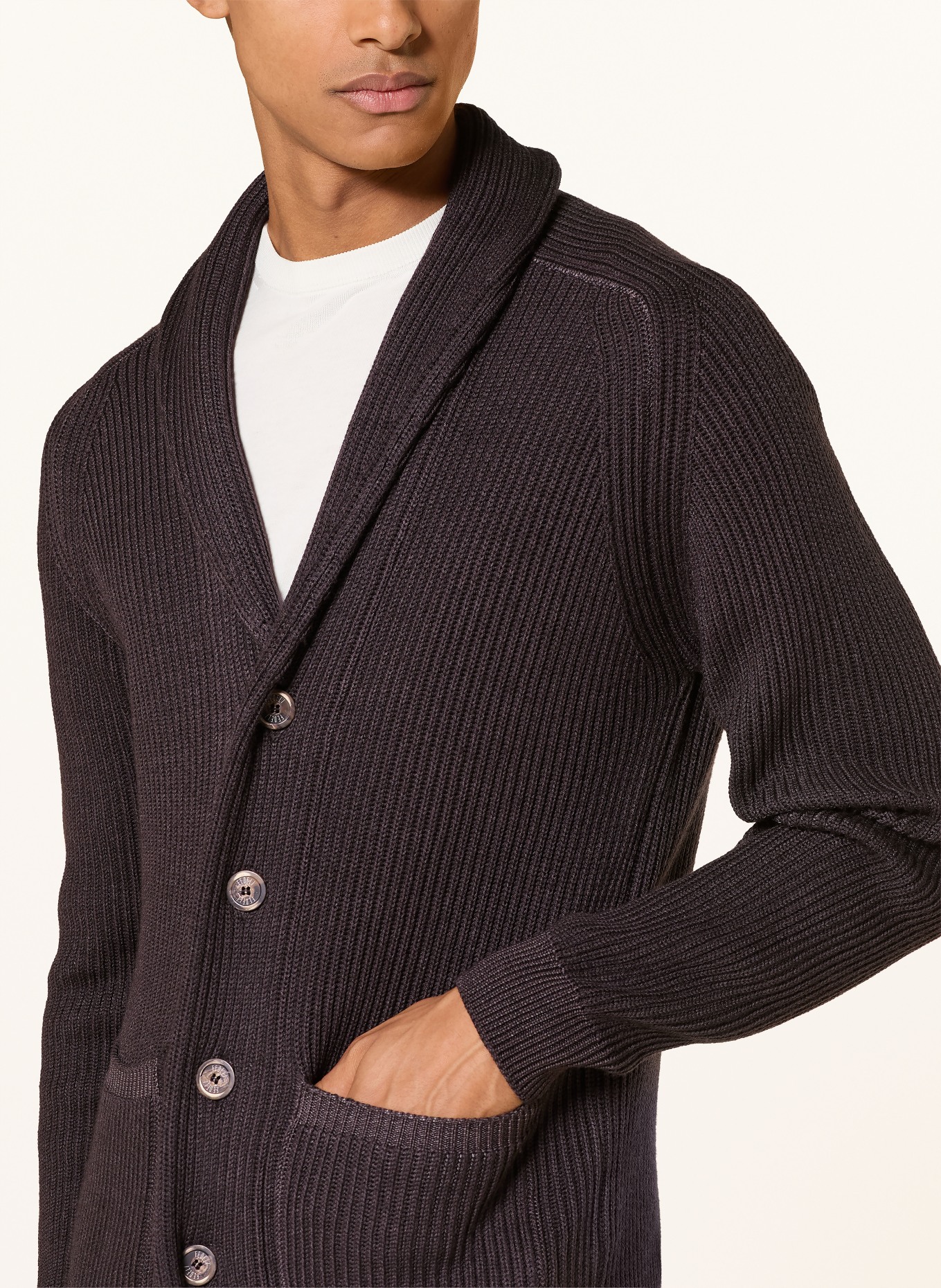 FEDELI Gilet en laine mérinos: MARRON FONCÉ