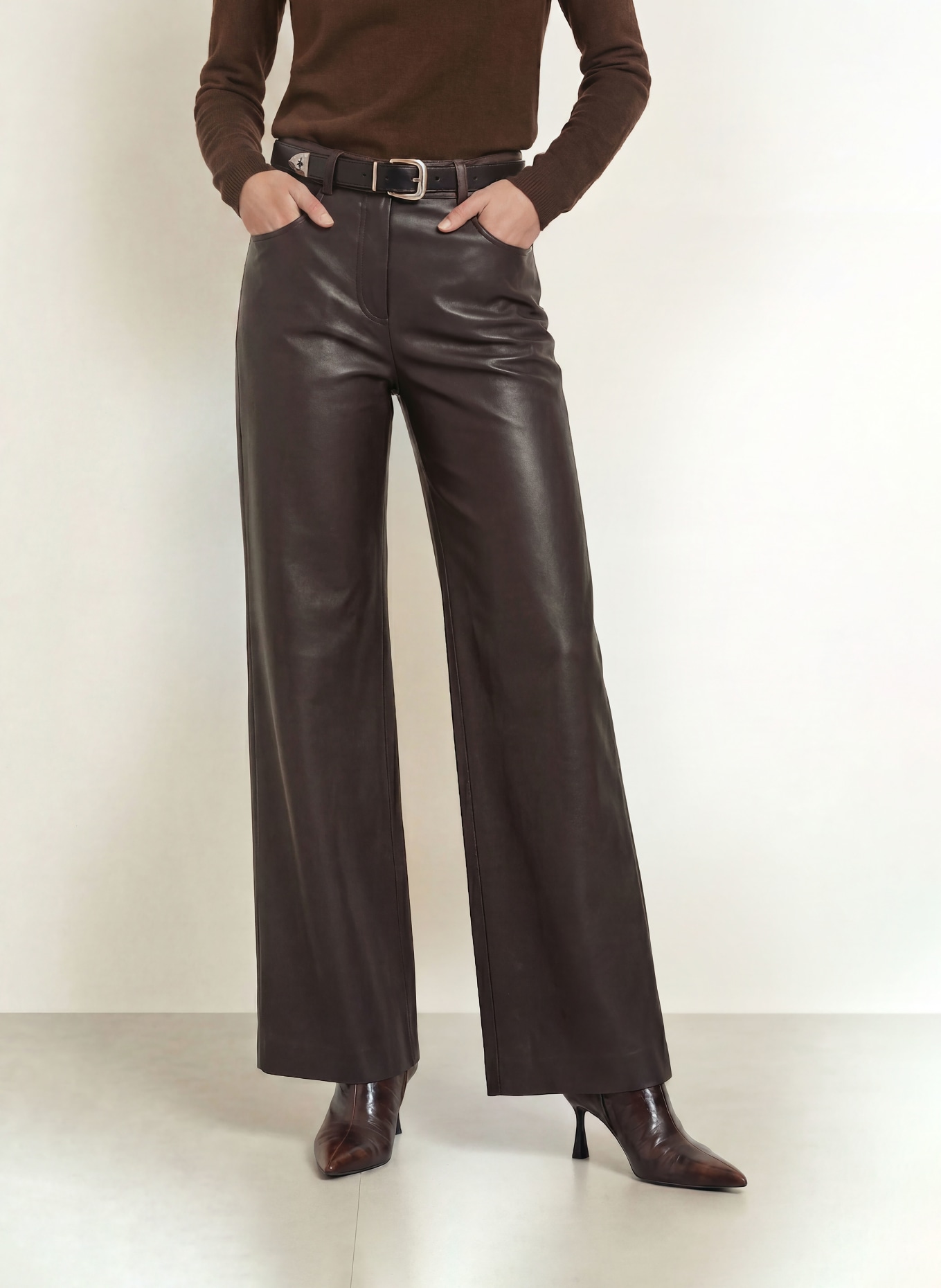 MARC CAIN Hose WARRI in Lederoptik: 698 after dark