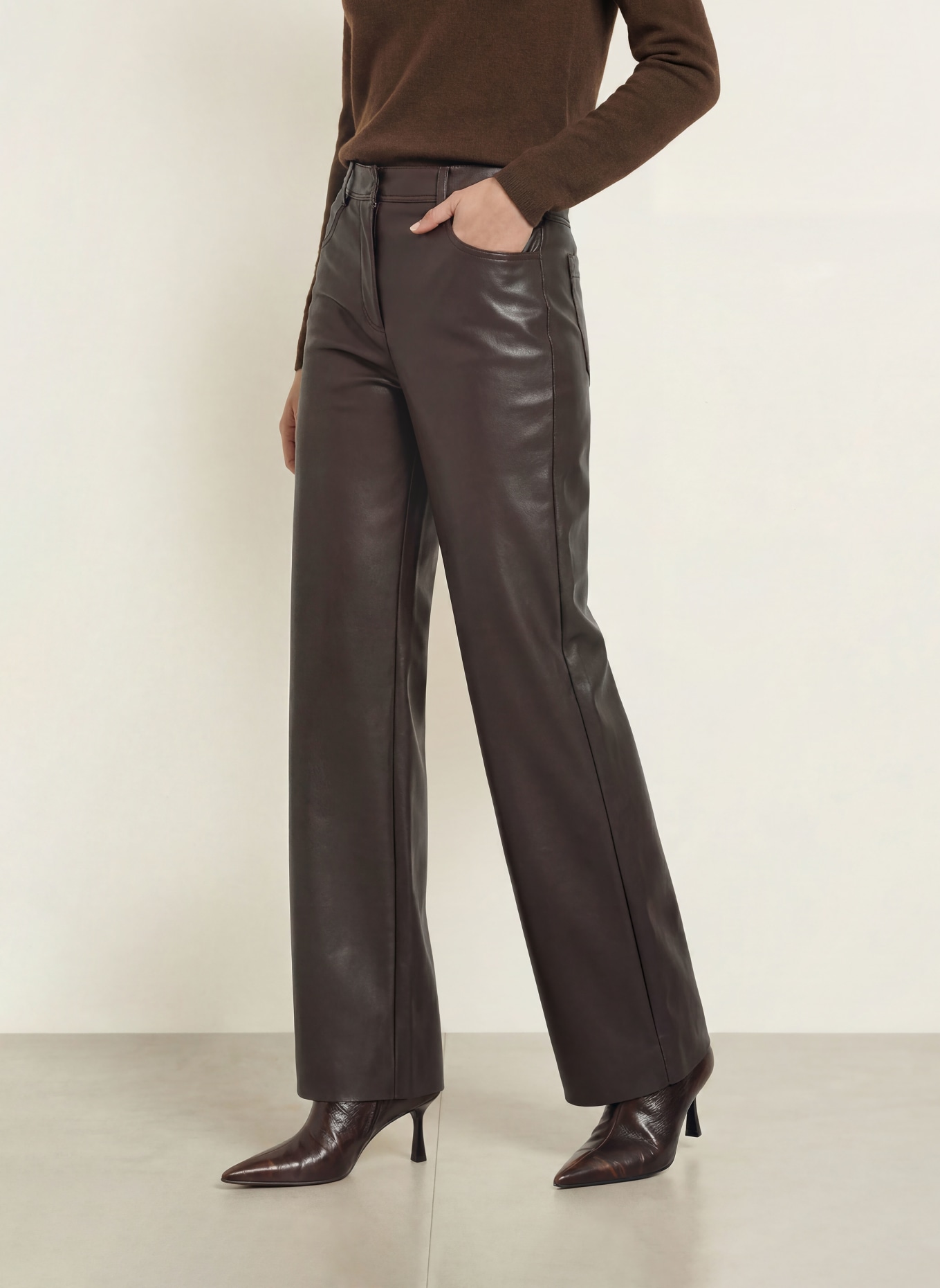 MARC CAIN Hose WARRI in Lederoptik: 698 after dark