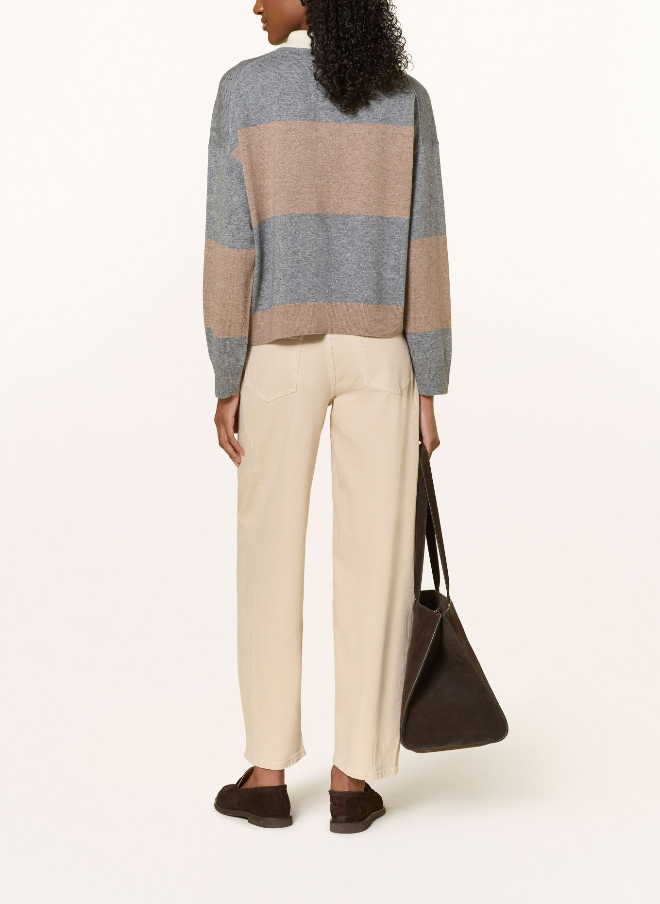 darling harbour Strick-Poloshirt: Taupe Melange / Grey Melange