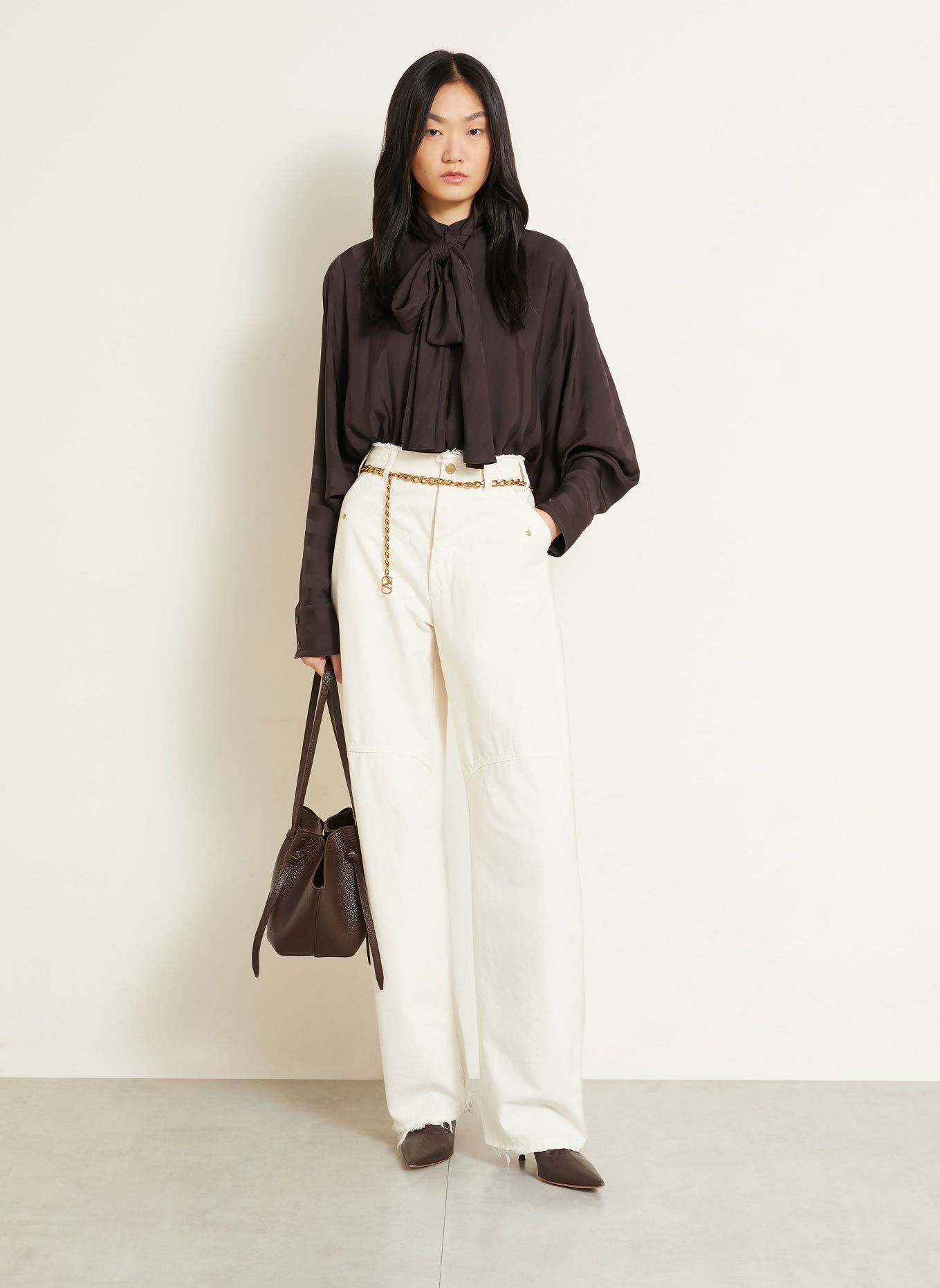 SPORTMAX Schluppenbluse CORSARO aus Satin: DUNKELGRAU