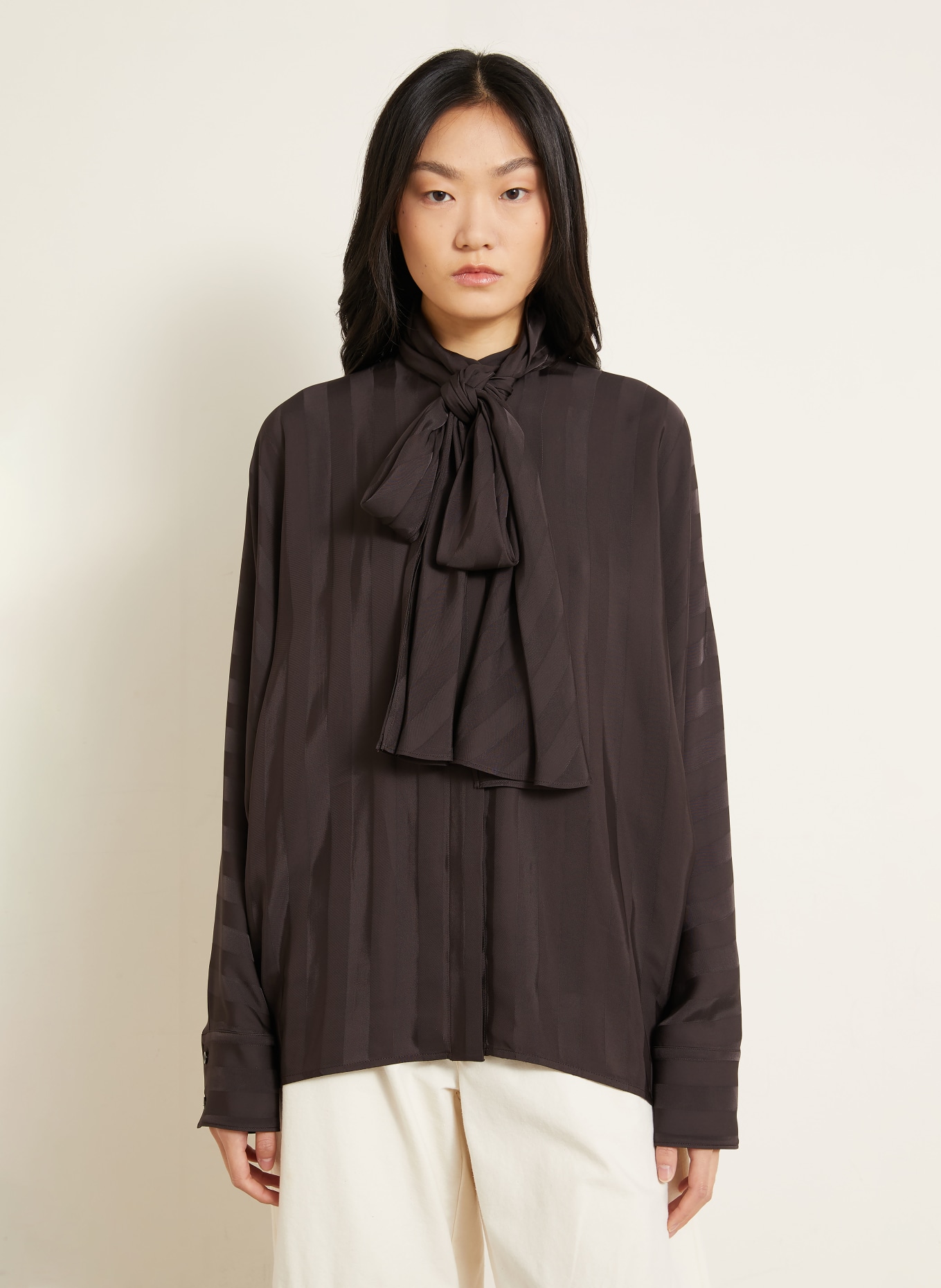 SPORTMAX Schluppenbluse CORSARO aus Satin: DUNKELGRAU