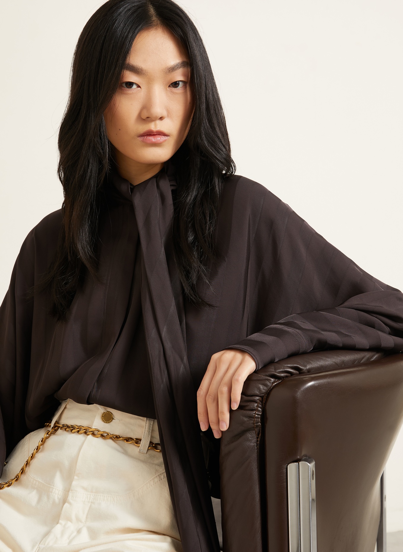SPORTMAX Schluppenbluse CORSARO aus Satin: DUNKELGRAU