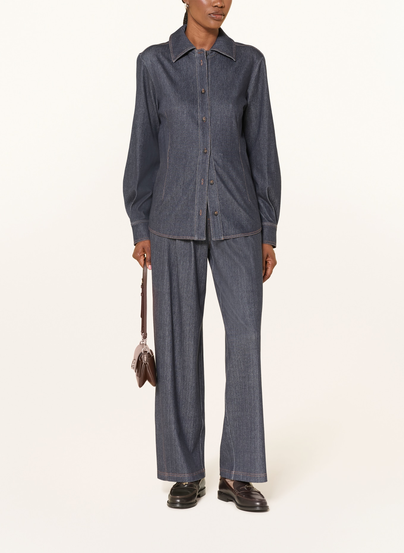 MM by Max Mara Marlenehose GESTRO in Jeansoptik: DUNKELBLAU