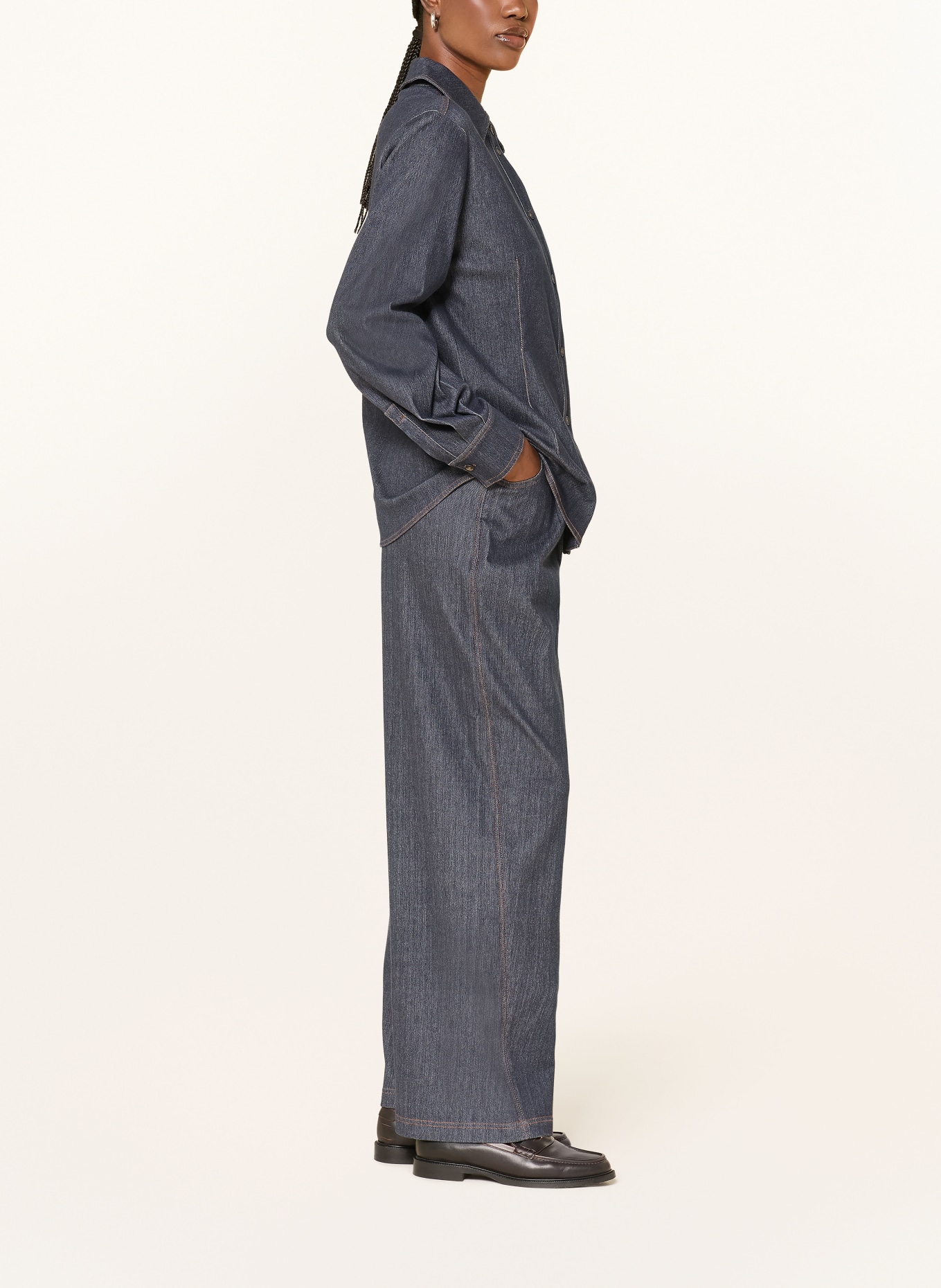 MM by Max Mara Marlenehose GESTRO in Jeansoptik: DUNKELBLAU