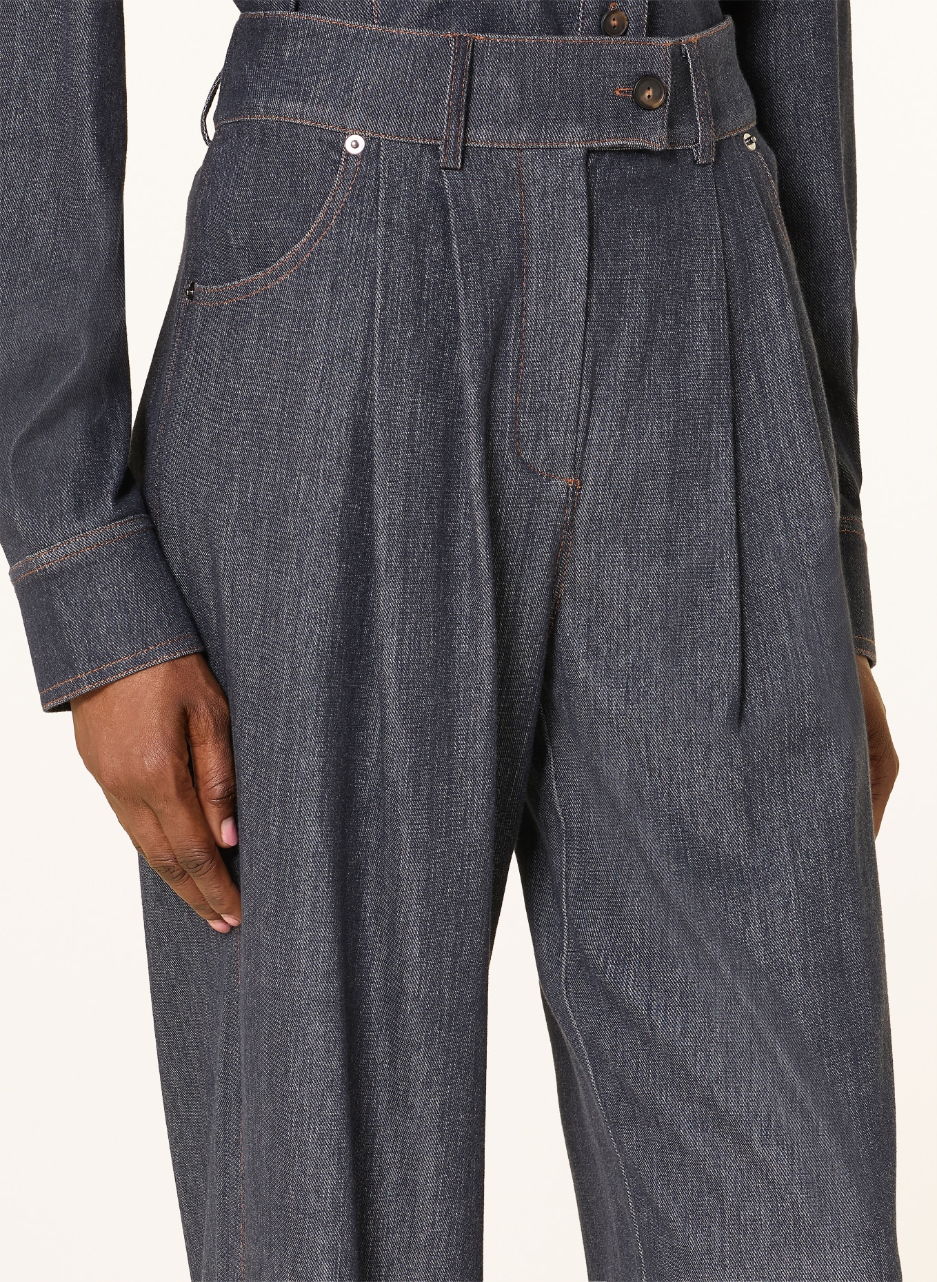 MM by Max Mara Marlenehose GESTRO in Jeansoptik: DUNKELBLAU