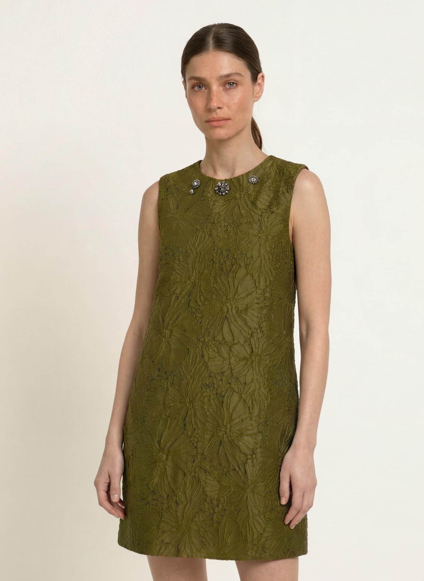 S Max Mara Cocktailkleid AFFARI mit Schmucksteinen: OLIV