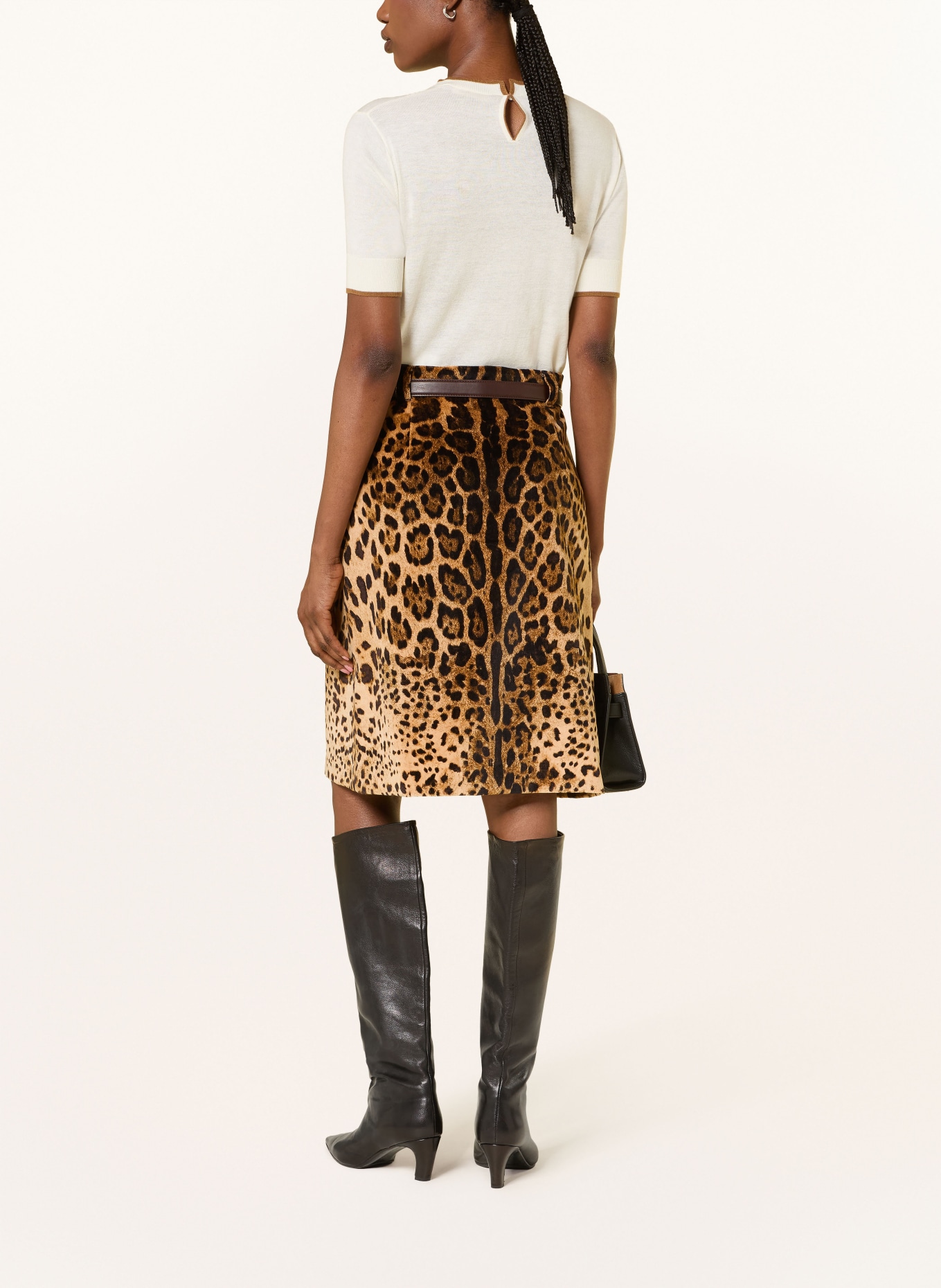 Max Mara STUDIO AGENDA knit shirt with silk: ECRU / BROWN