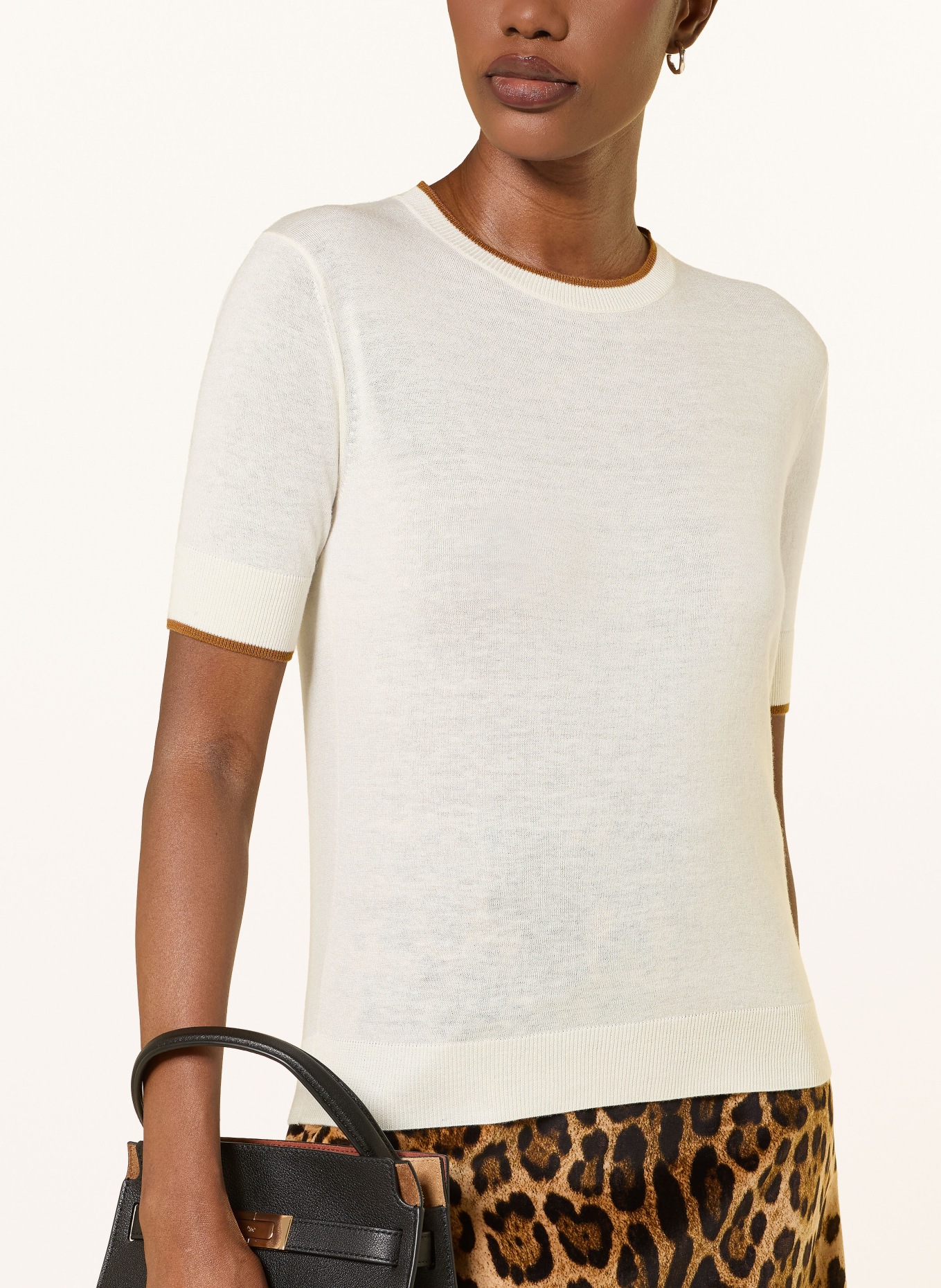 Max Mara STUDIO AGENDA knit shirt with silk: ECRU / BROWN