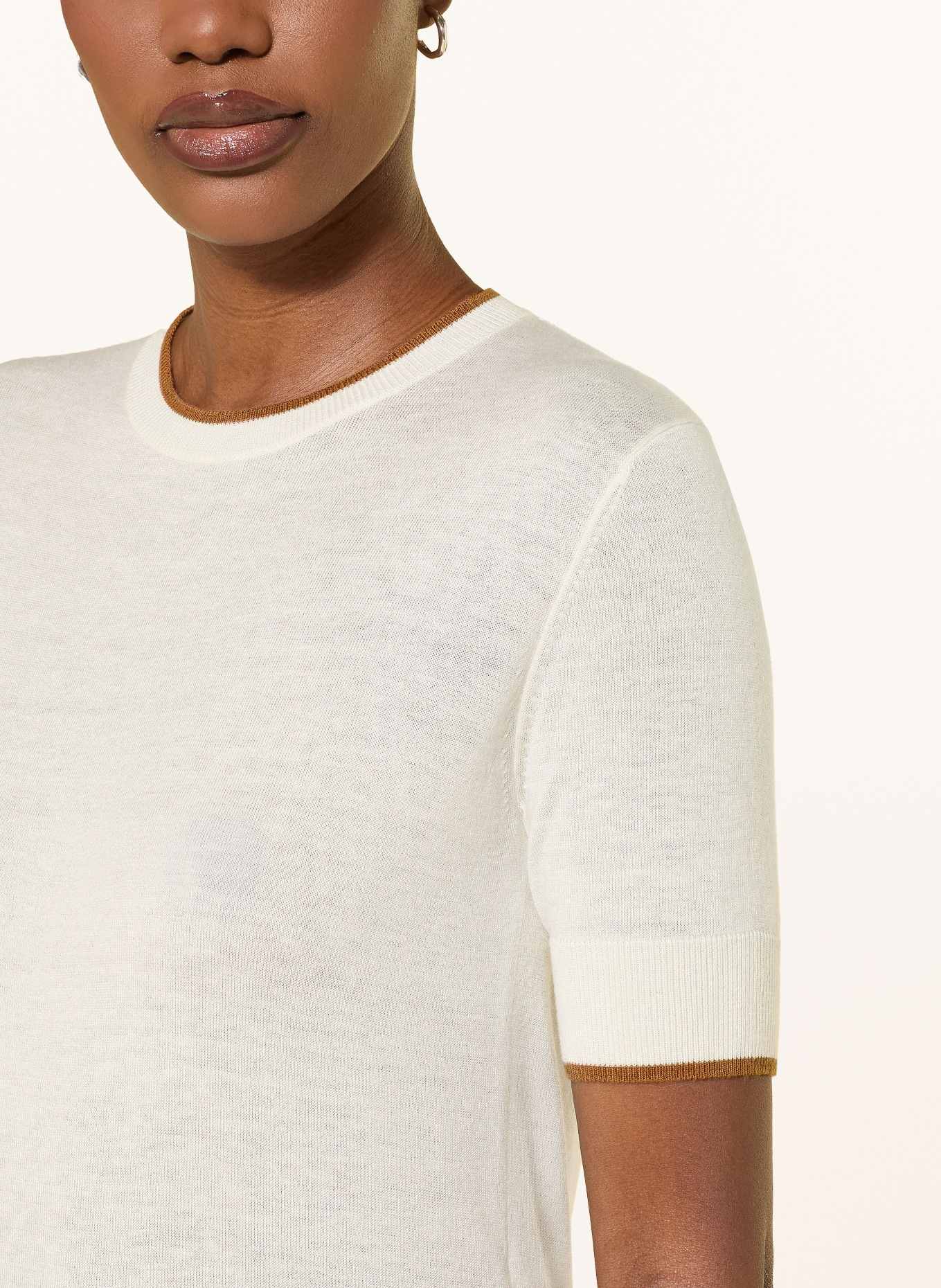 Max Mara STUDIO AGENDA knit shirt with silk: ECRU / BROWN