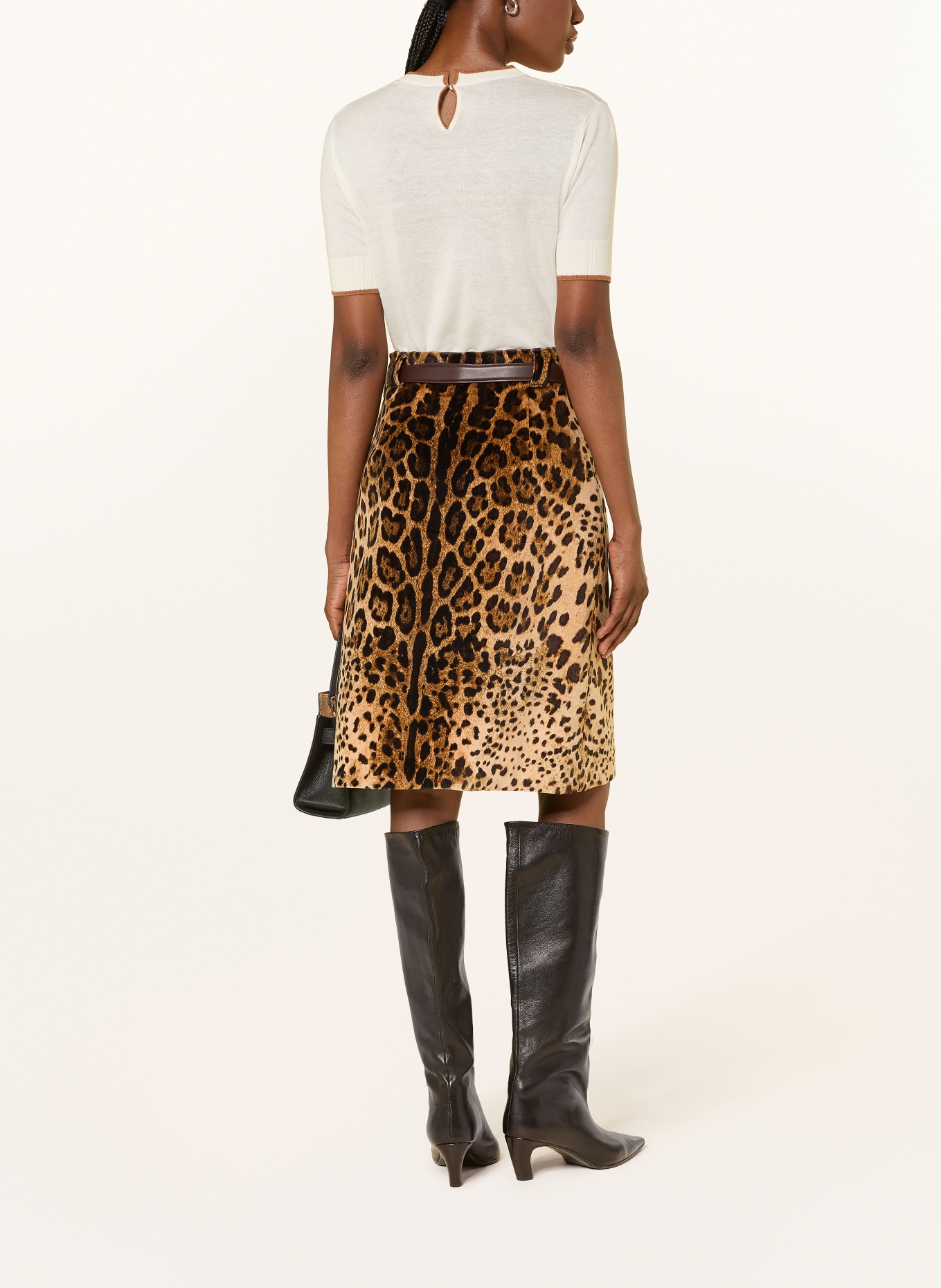 Max Mara STUDIO Samtrock FALANGE: HELLBRAUN / DUNKELBRAUN / BRAUN
