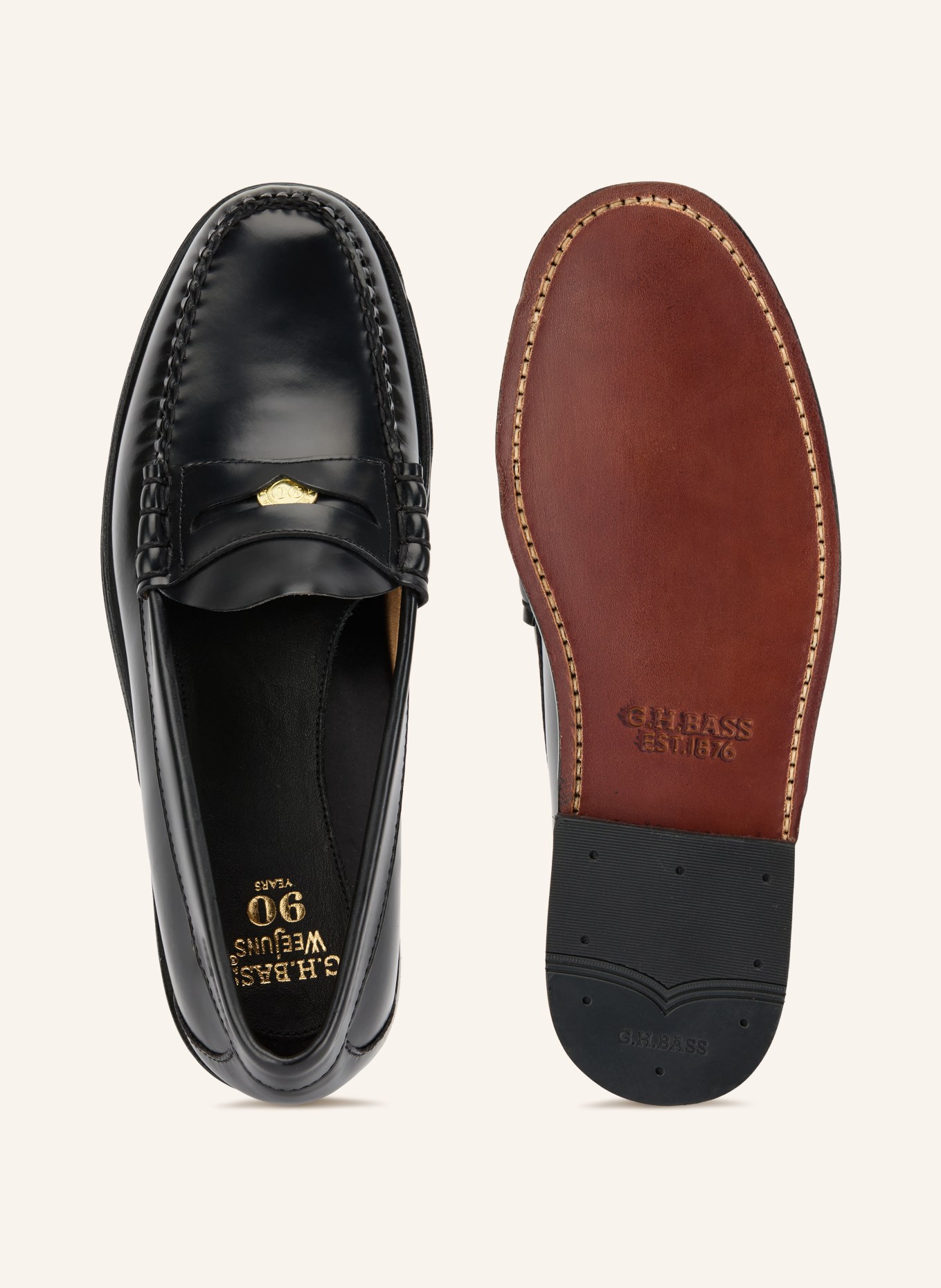 G.H.Bass Pennyloafers WEEJUN HERITAGE: ZWART / GOUD