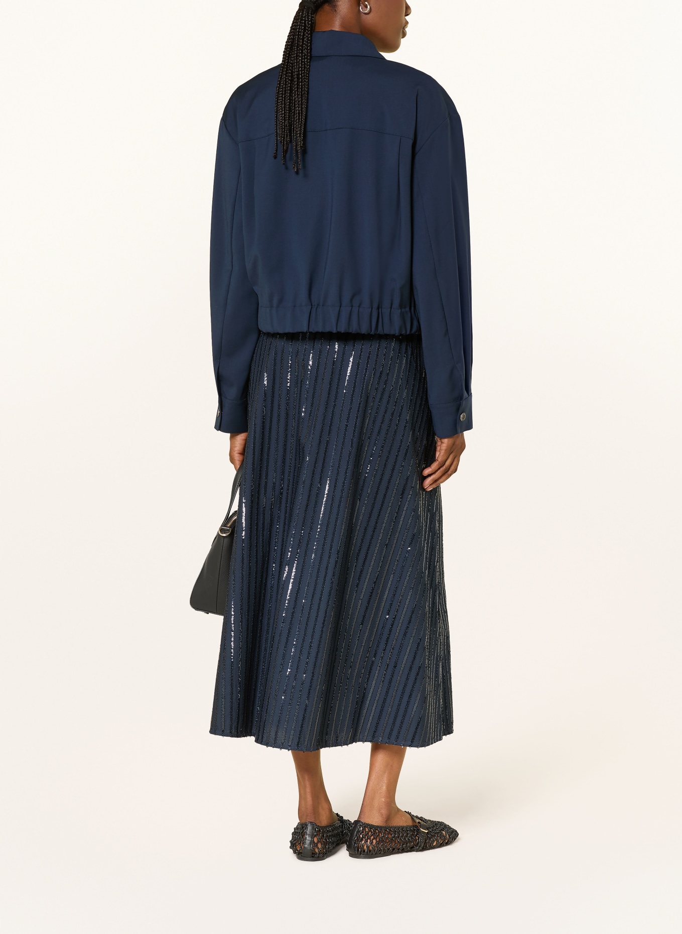 WEEKEND Max Mara Jupe FIORDI à paillettes: BLEU FONCÉ