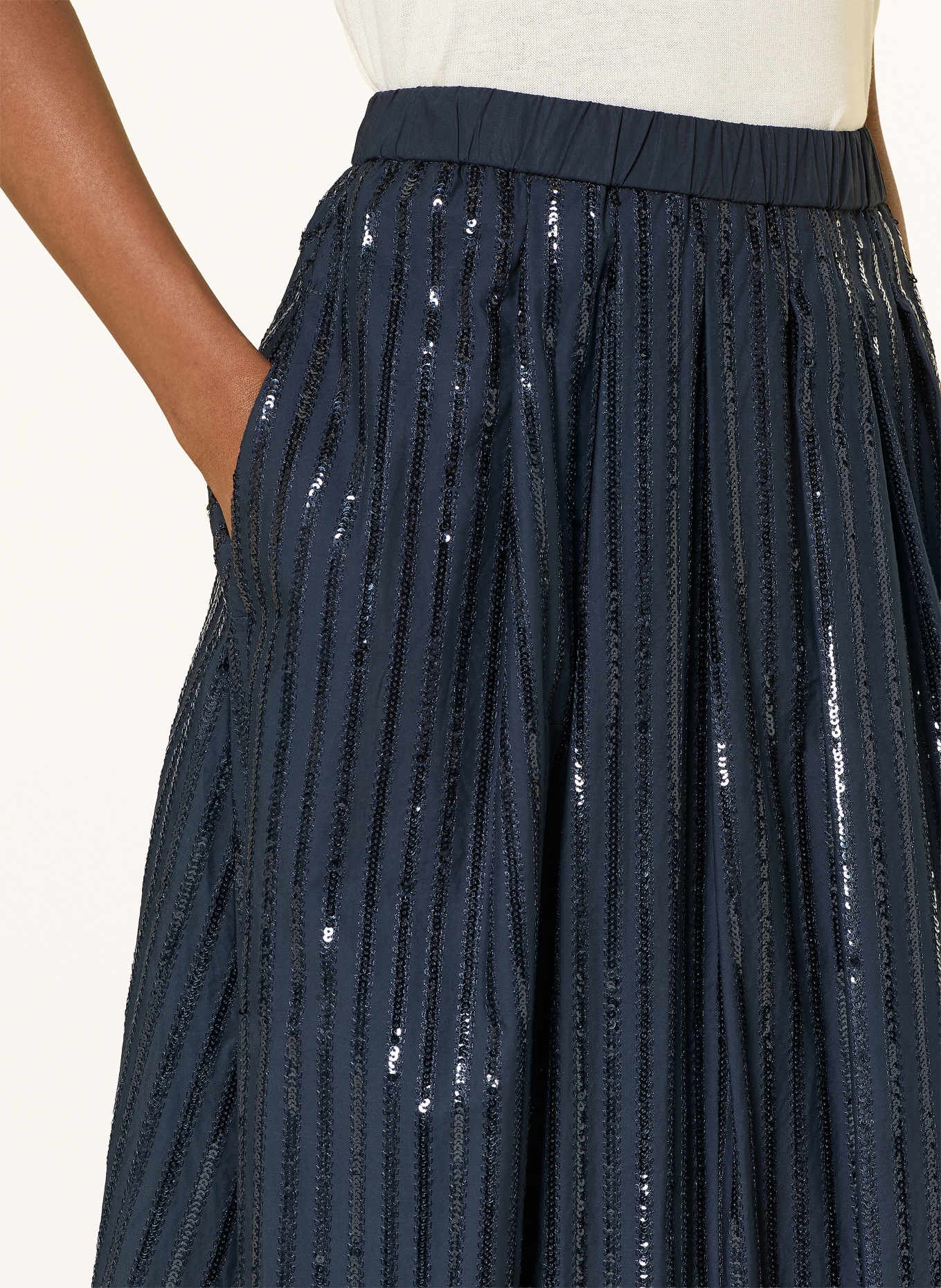 WEEKEND Max Mara Jupe FIORDI à paillettes: BLEU FONCÉ
