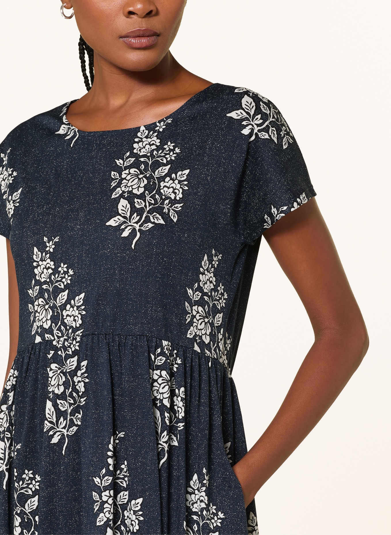WEEKEND Max Mara Jerseykleid GUFO in Jeansoptik: DUNKELBLAU / WEISS