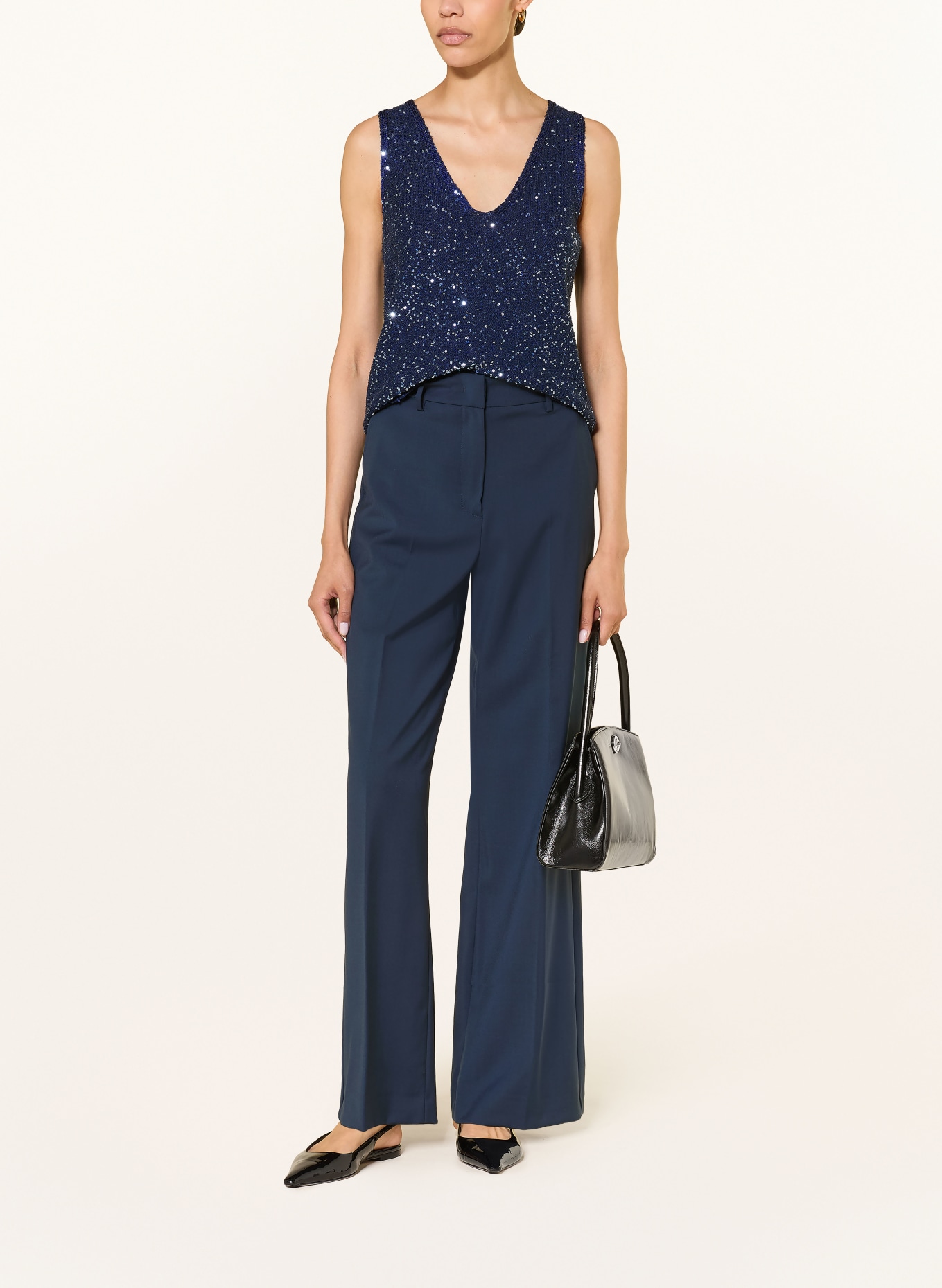 WEEKEND Max Mara Haut en maille MILORD à paillettes: BLEU FONCÉ