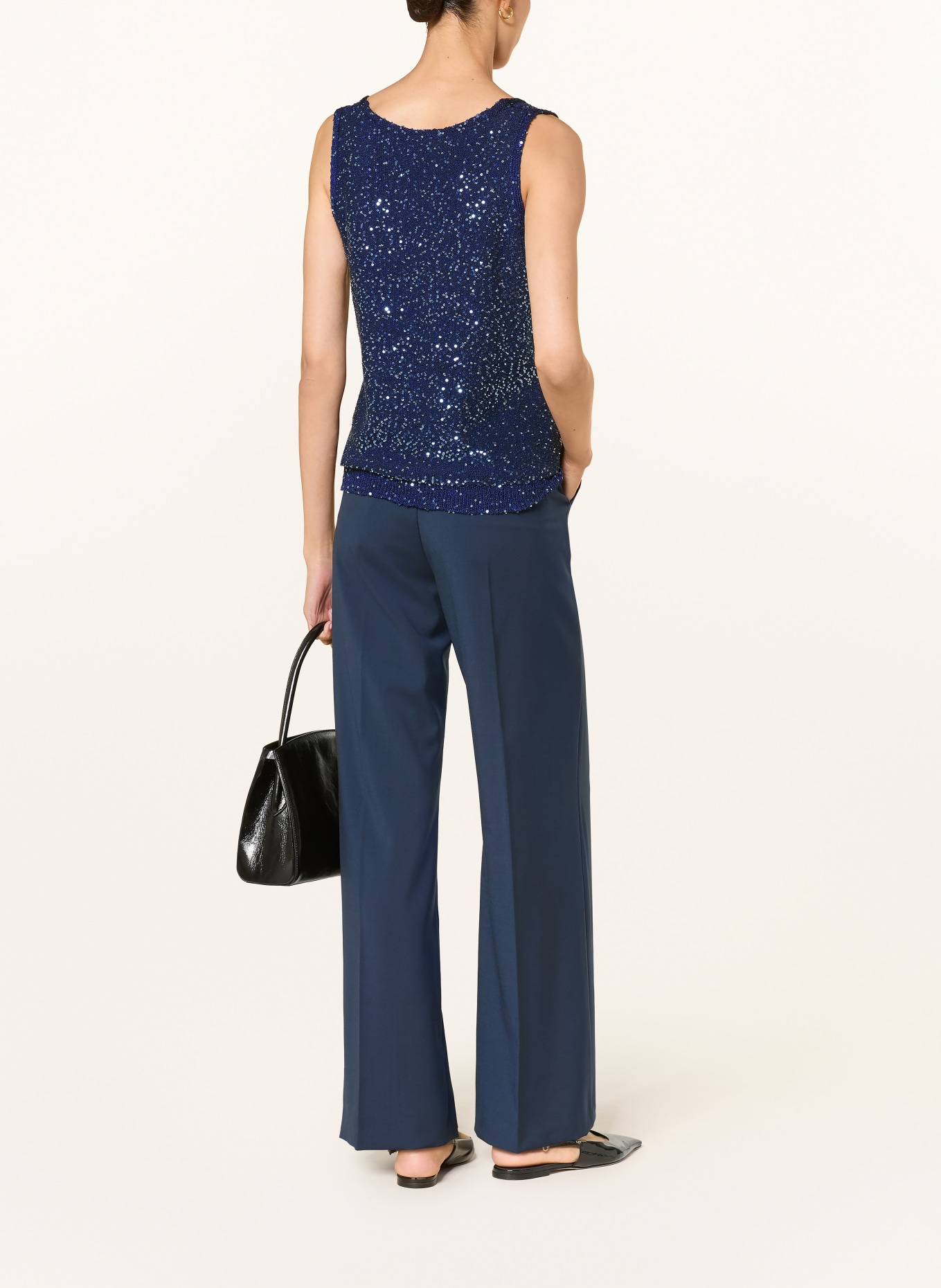 WEEKEND Max Mara Haut en maille MILORD à paillettes: BLEU FONCÉ