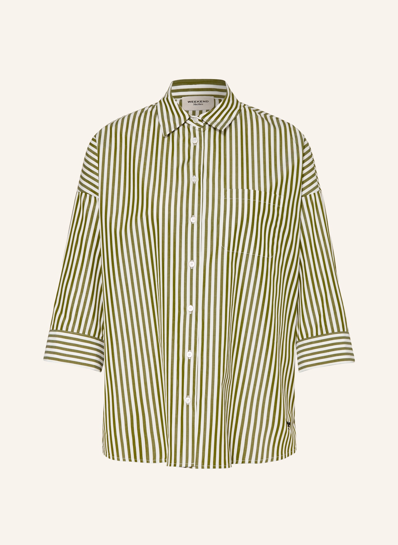 WEEKEND Max Mara Skjortblus GIRALDA med 3/4-ärmar: GRÖN / VIT