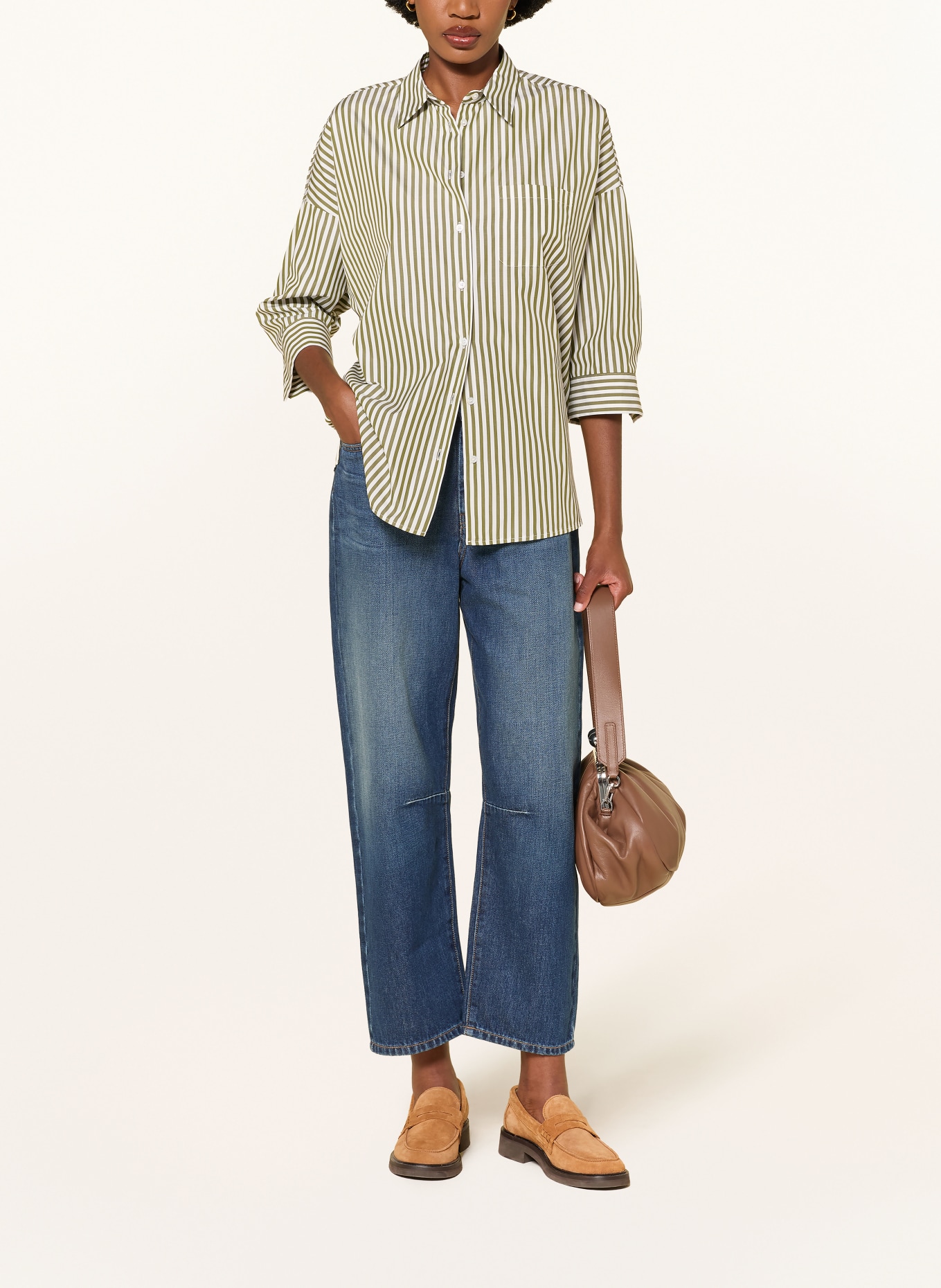 WEEKEND Max Mara Skjortblus GIRALDA med 3/4-ärmar: GRÖN / VIT