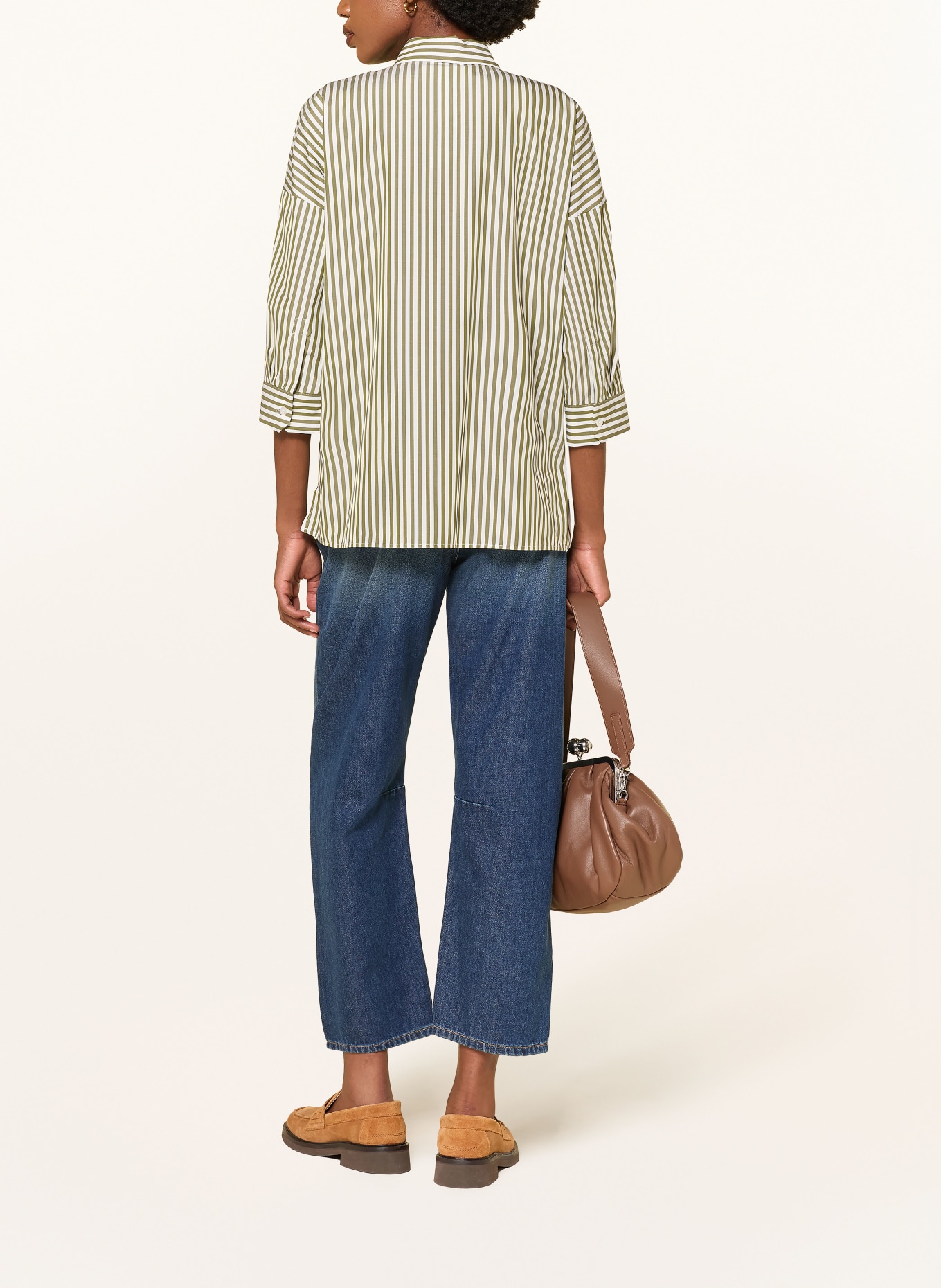 WEEKEND Max Mara Skjortblus GIRALDA med 3/4-ärmar: GRÖN / VIT