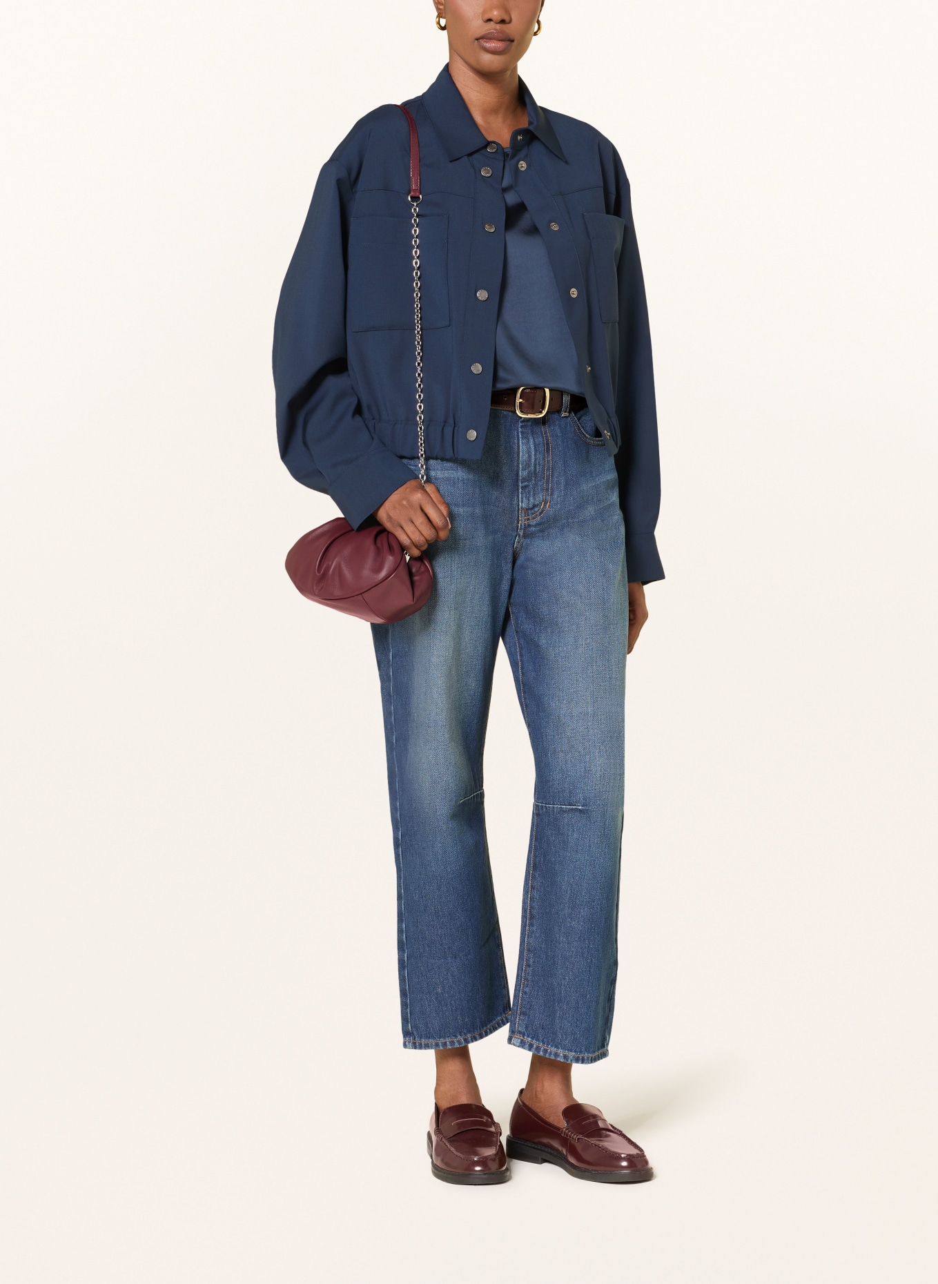 WEEKEND Max Mara Schoudertas PRATI: DONKERROOD / ZILVER