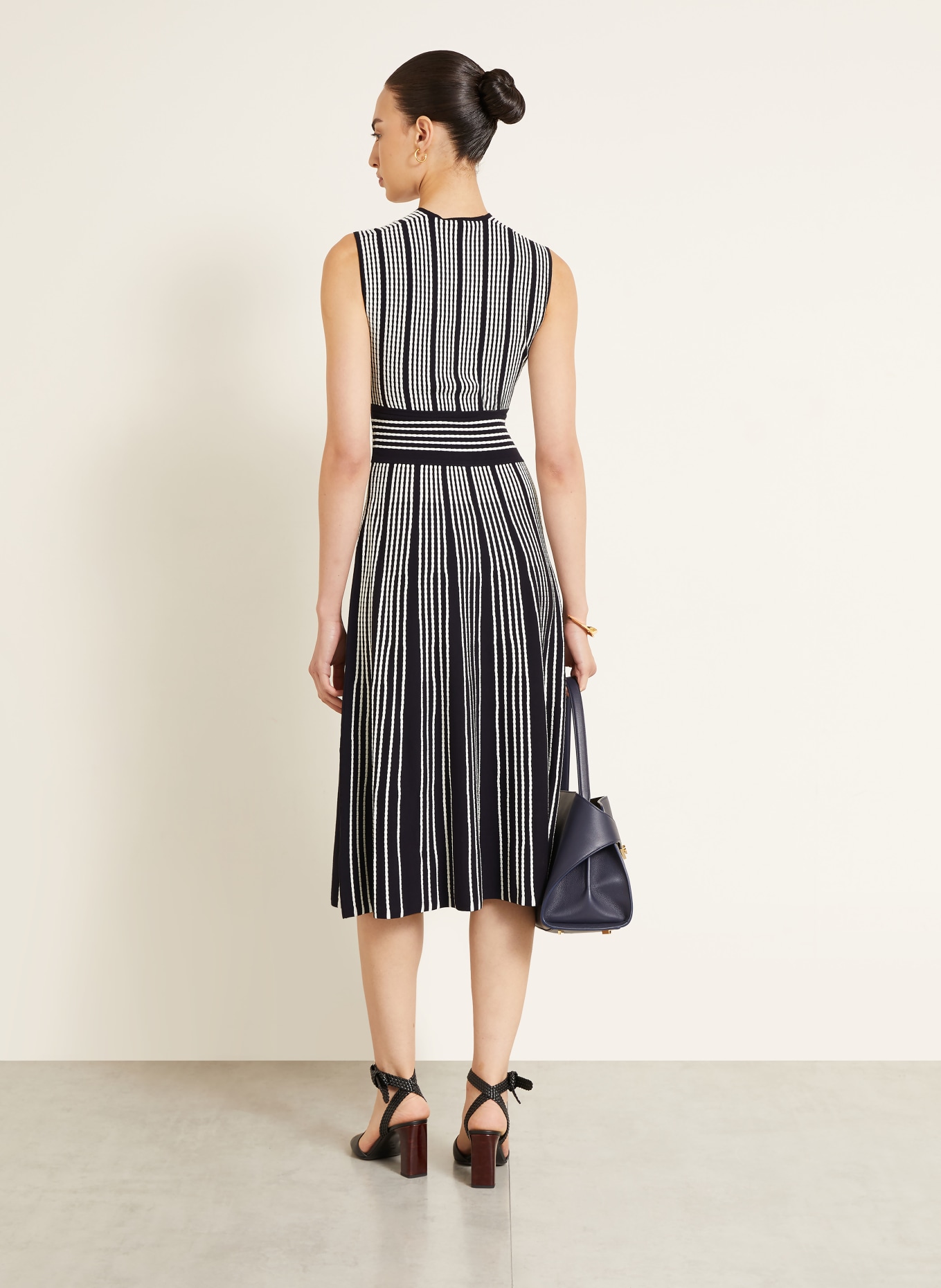 Max Mara AGRESTE Knit Dress: DARK BLUE / WHITE