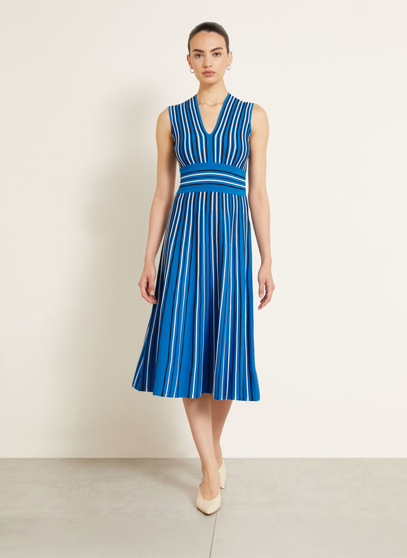 Max Mara Strickkleid AGRESTE: BLAU / DUNKELBLAU / WEISS