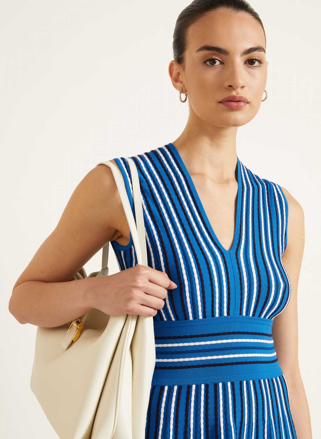 Max Mara Strickkleid AGRESTE: BLAU / DUNKELBLAU / WEISS