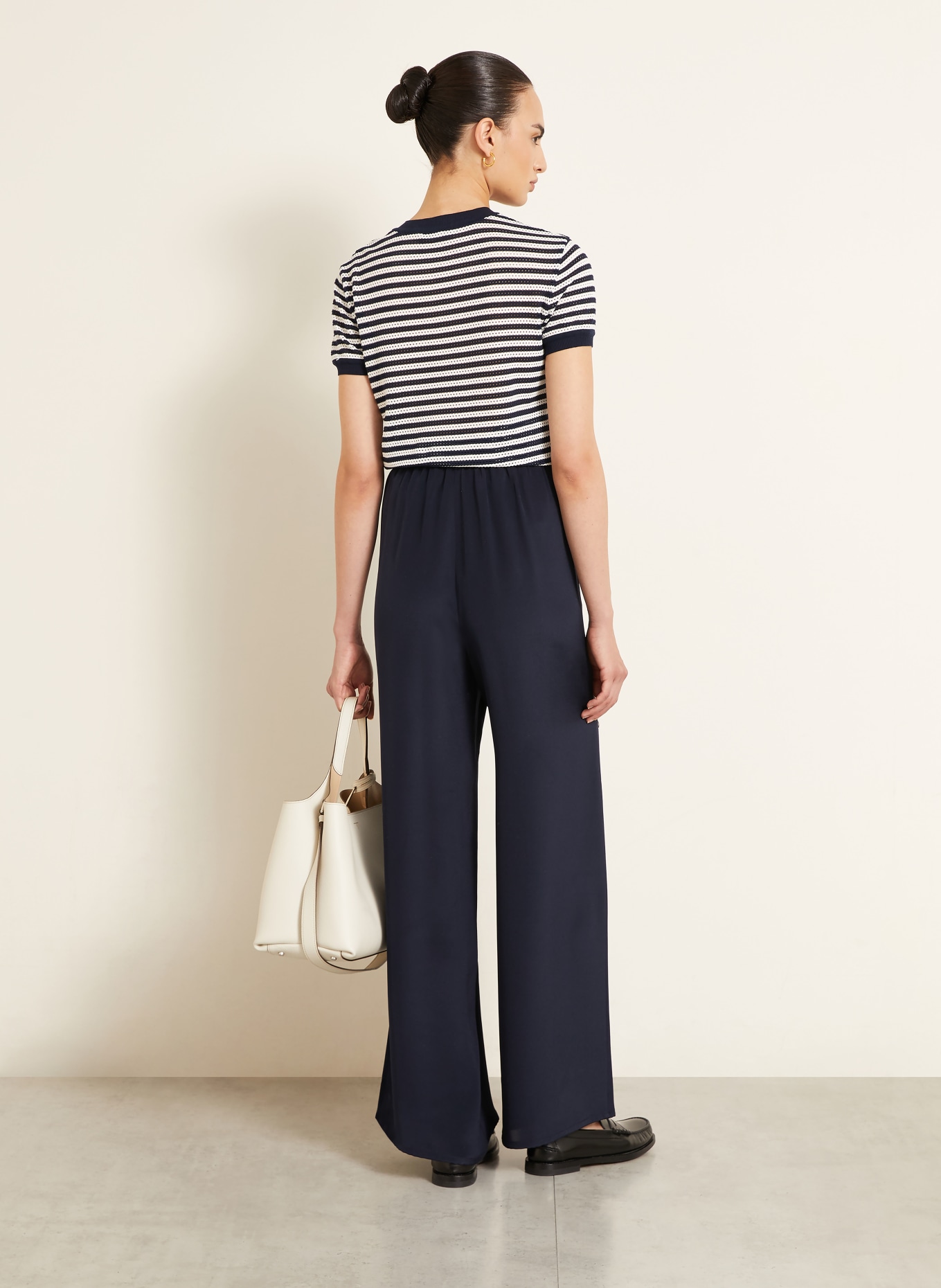 Max Mara DRAGO Knit shirt: DARK BLUE / WHITE