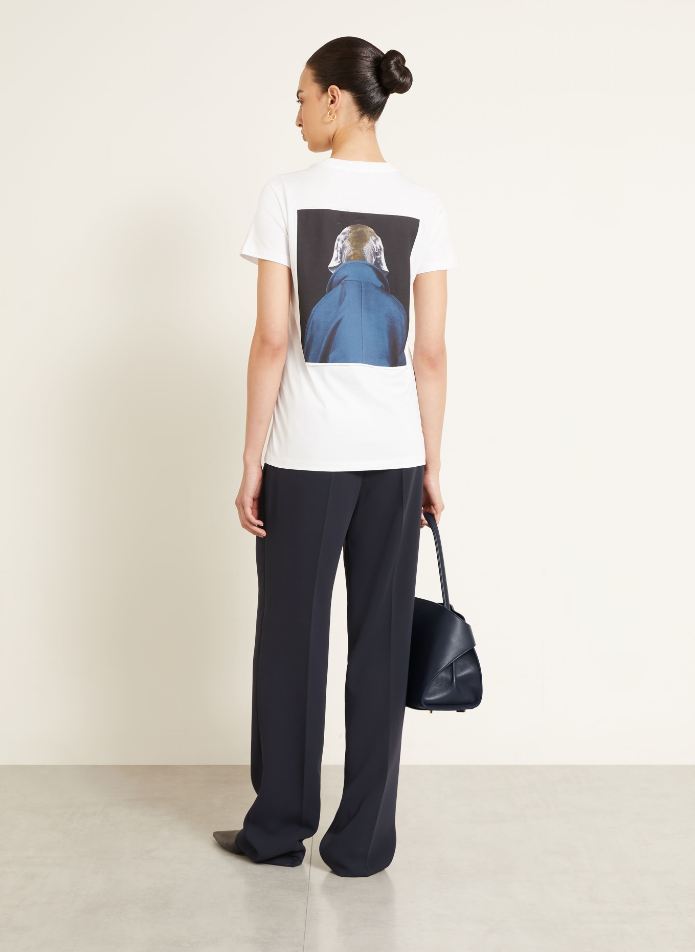 Max Mara CALCA T-shirt: WHITE / DARK BLUE / BLACK