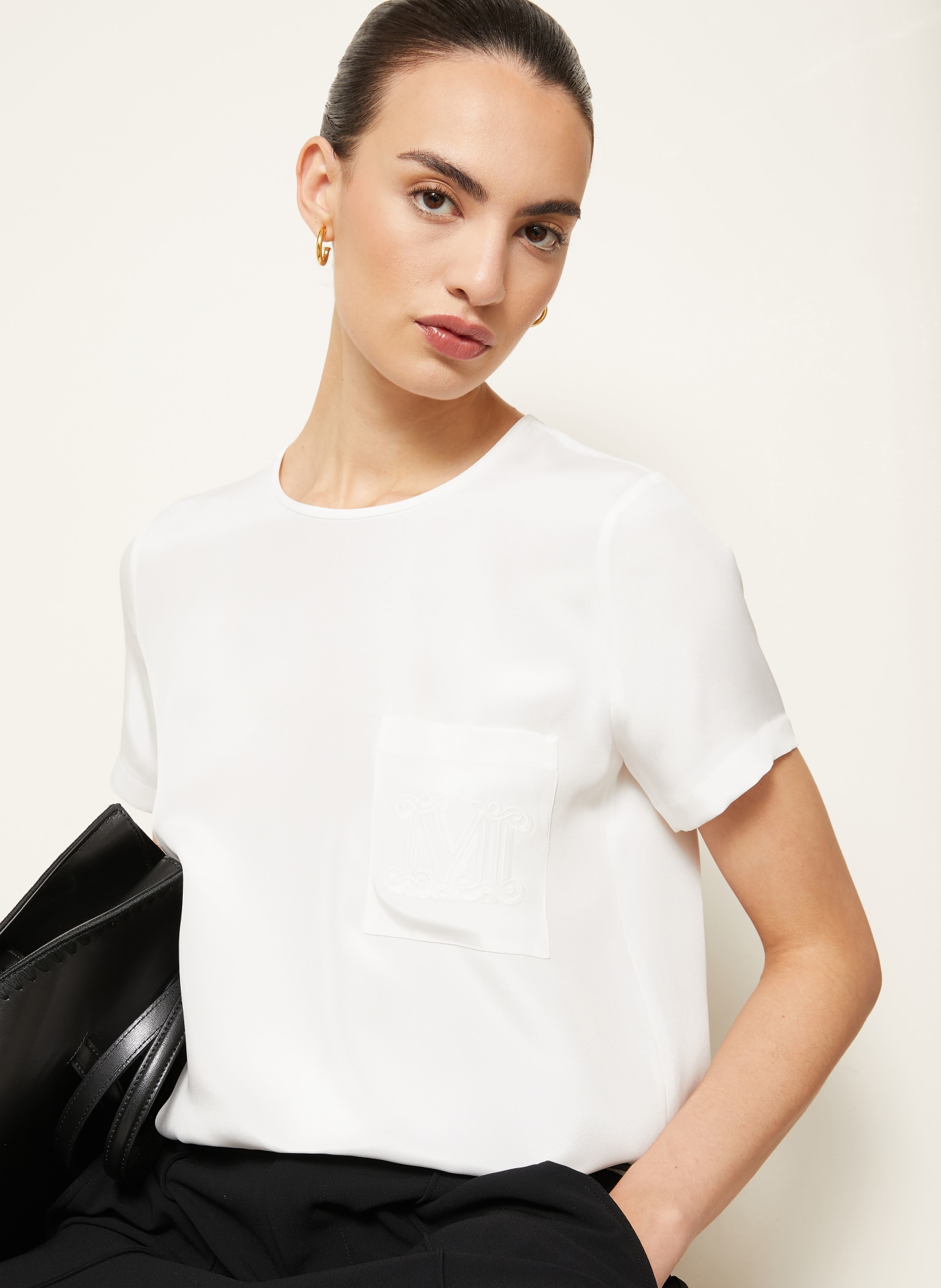 Max Mara Blusenshirt PAGANO aus Seide: WEISS