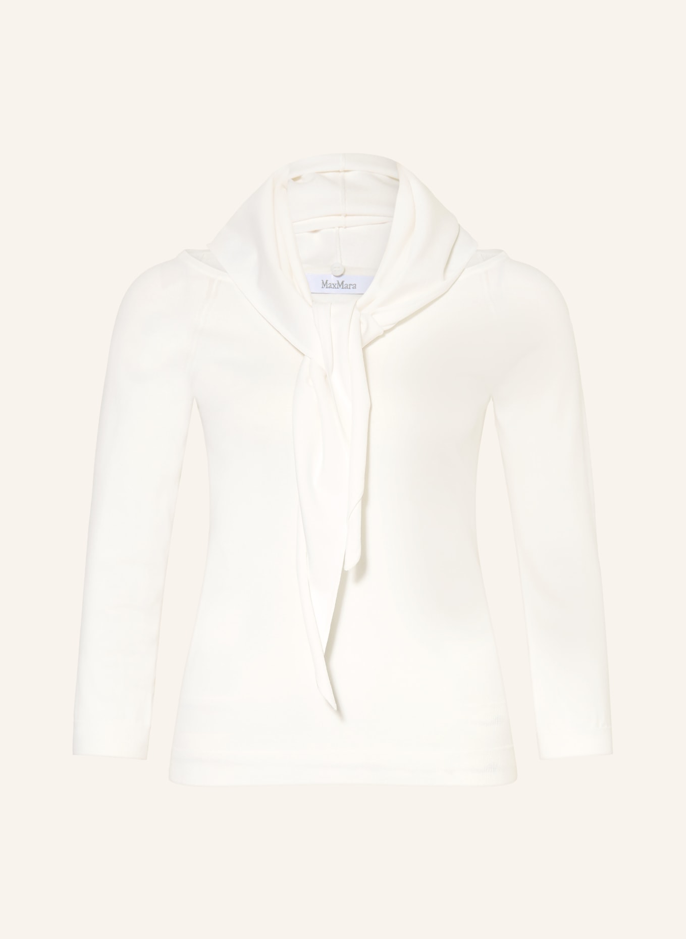 Max Mara FENICE sweater with 3/4 sleeves and detachable triangular scarf: WHITE