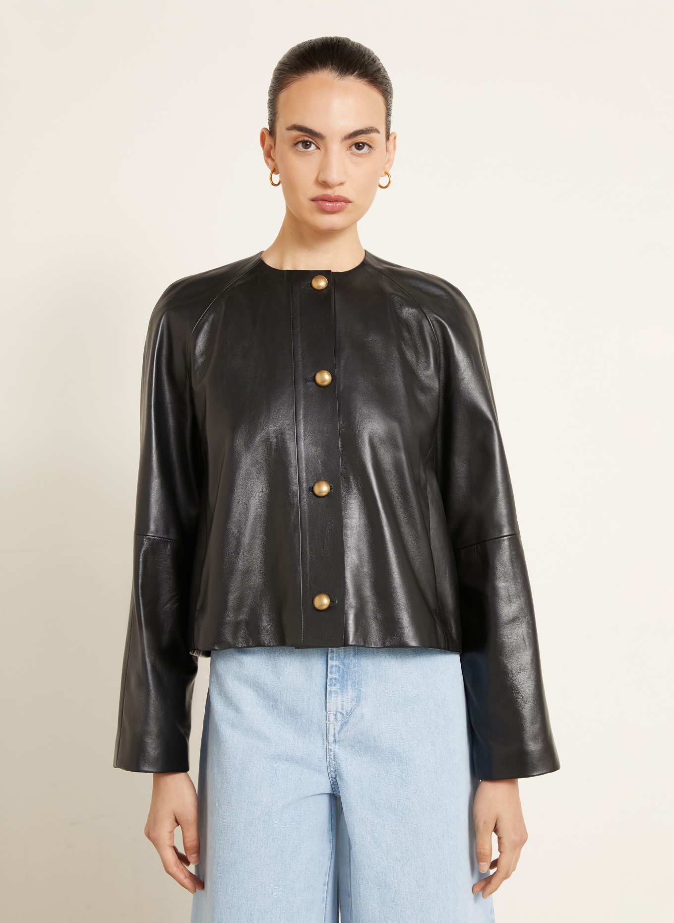 Max Mara Leather Jacket BOUQUET: BLACK