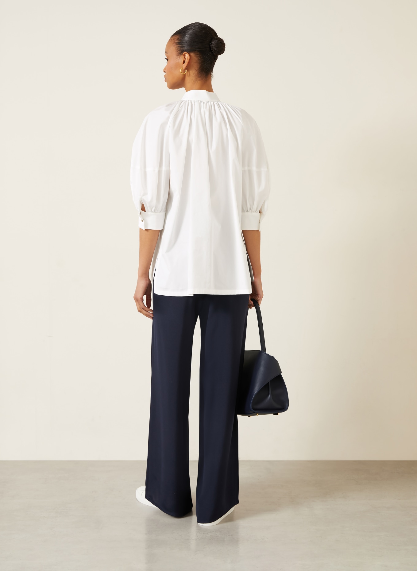 Max Mara Blusenshirt QUINOA mit 3/4-Arm und abnehmbarer Schluppe: WEISS
