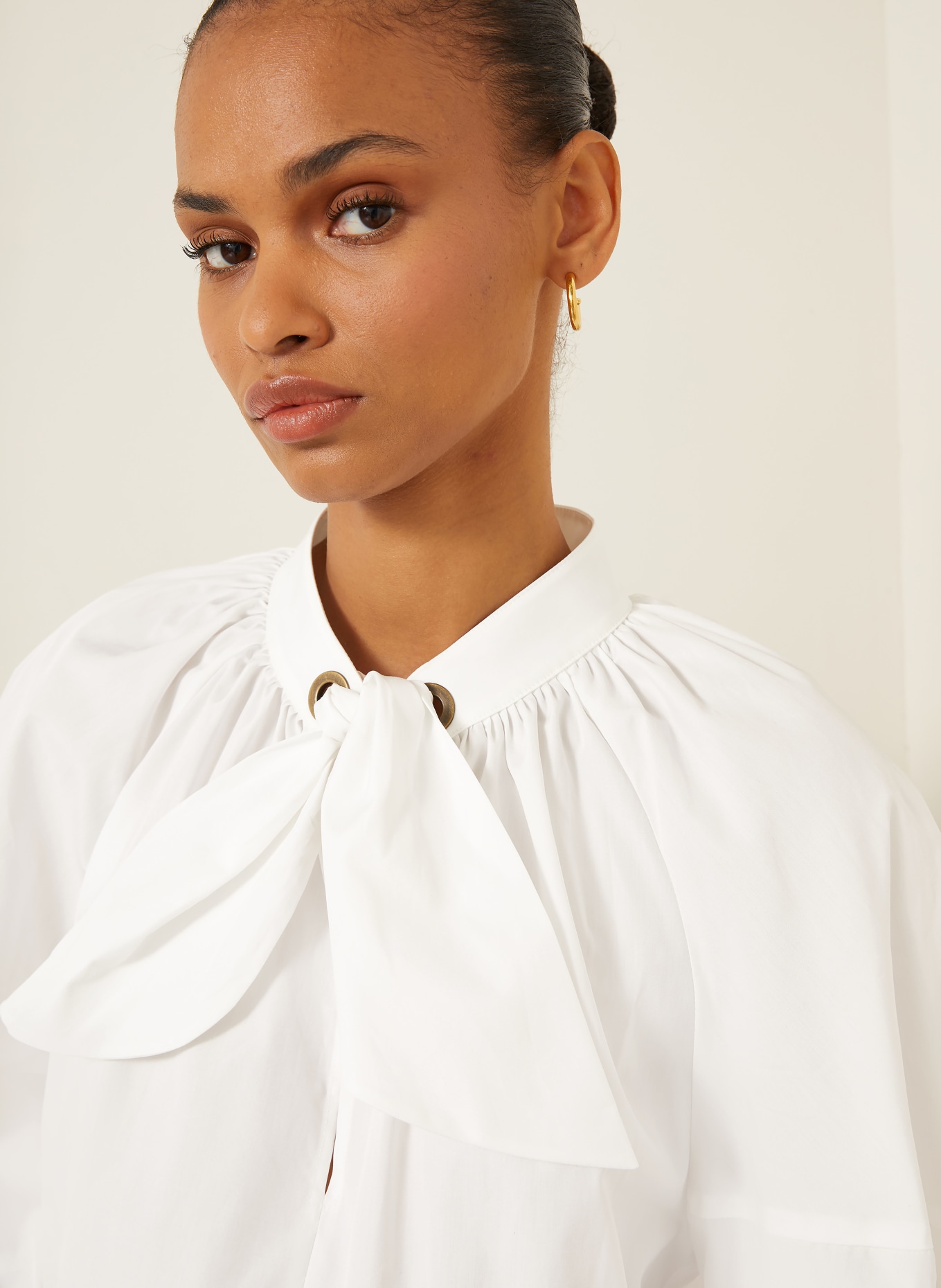 Max Mara Blusenshirt QUINOA mit 3/4-Arm und abnehmbarer Schluppe: WEISS