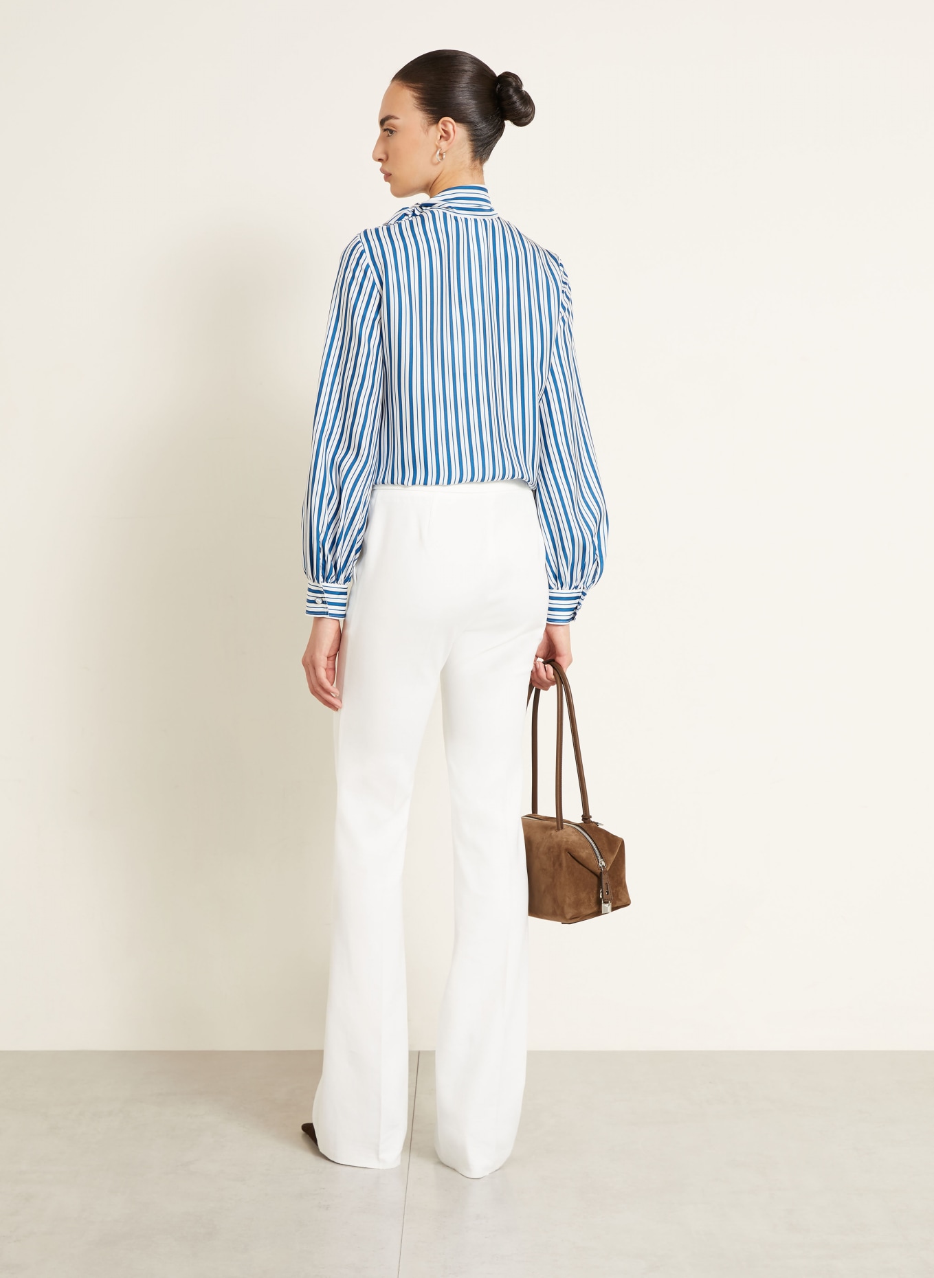 Max Mara BINGO silk blouse: DARK BLUE / BLUE / WHITE