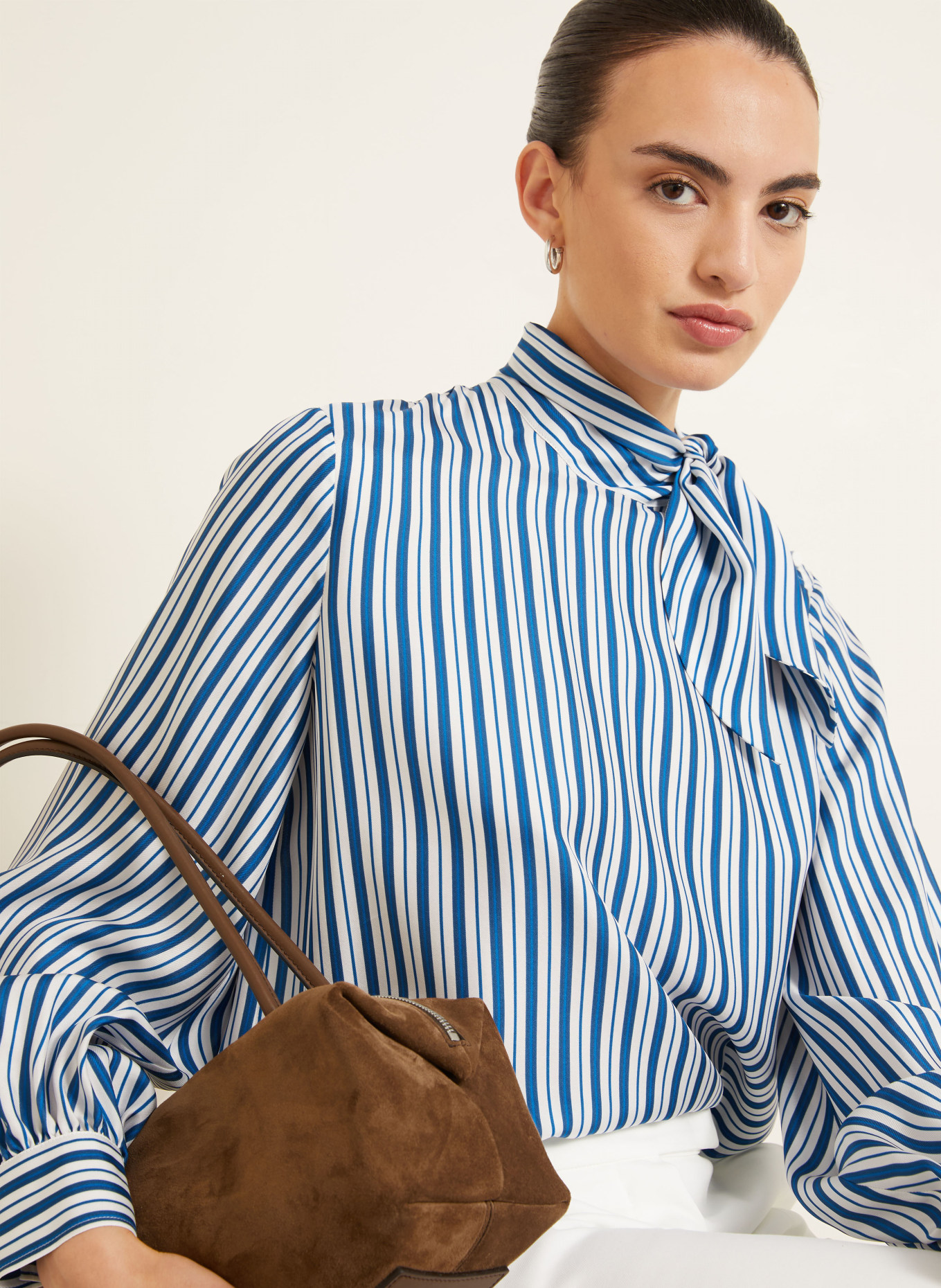 Max Mara BINGO silk blouse: DARK BLUE / BLUE / WHITE